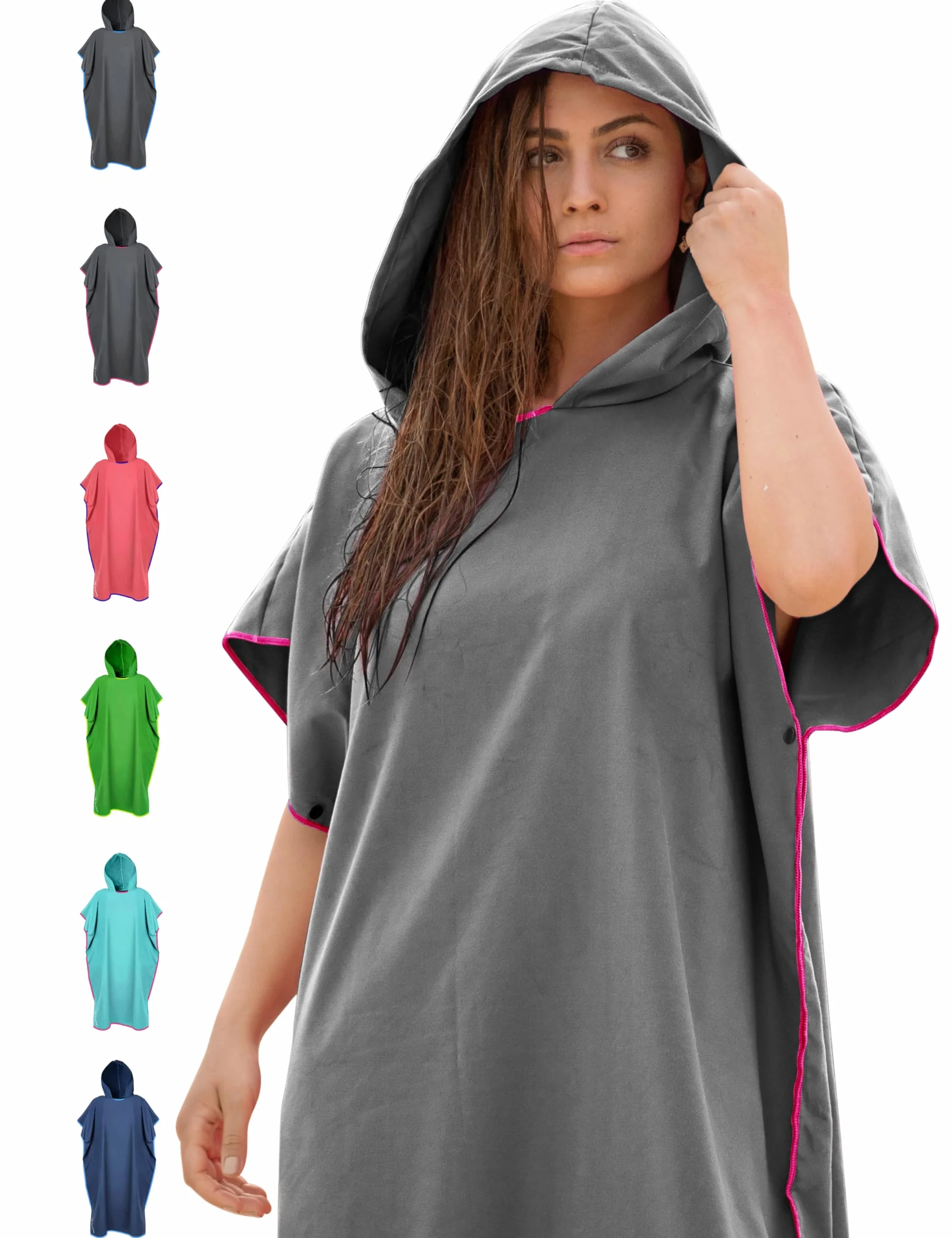 NirvanaShape Toalla Poncho 2 en 1 Microfibra Secado Rápido Adultos Viaje Surf Camping