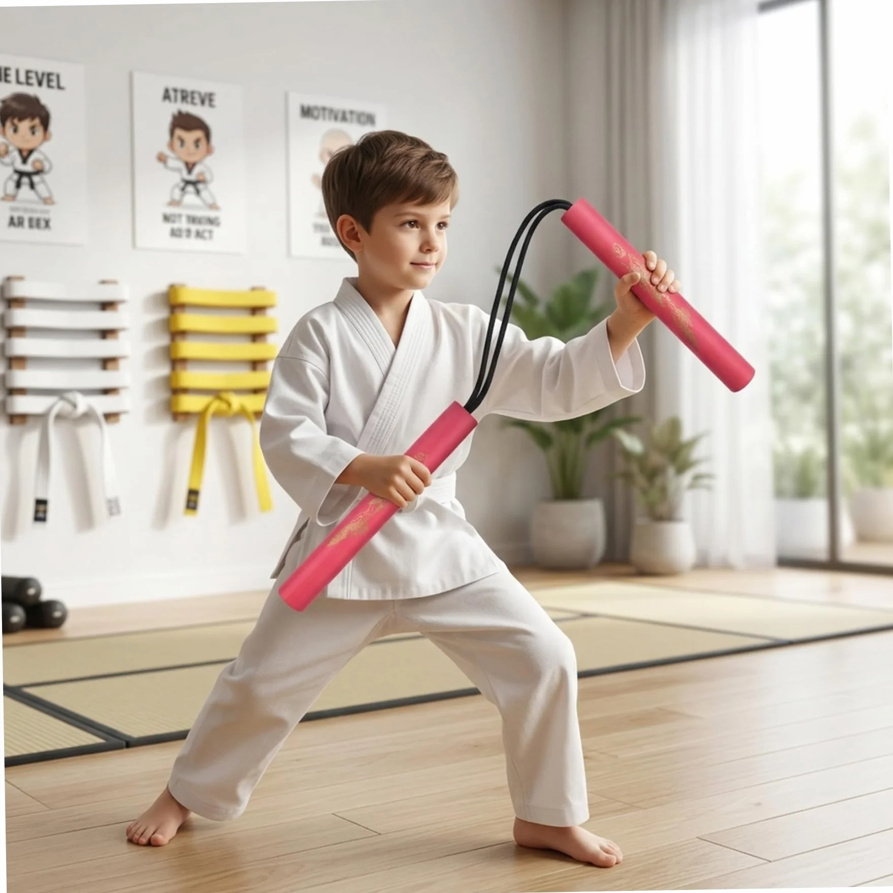 Nunchakus de Espuma Suave para niños 2 Unidades Entrenamiento Ligeros Seguros Acolchado Azul