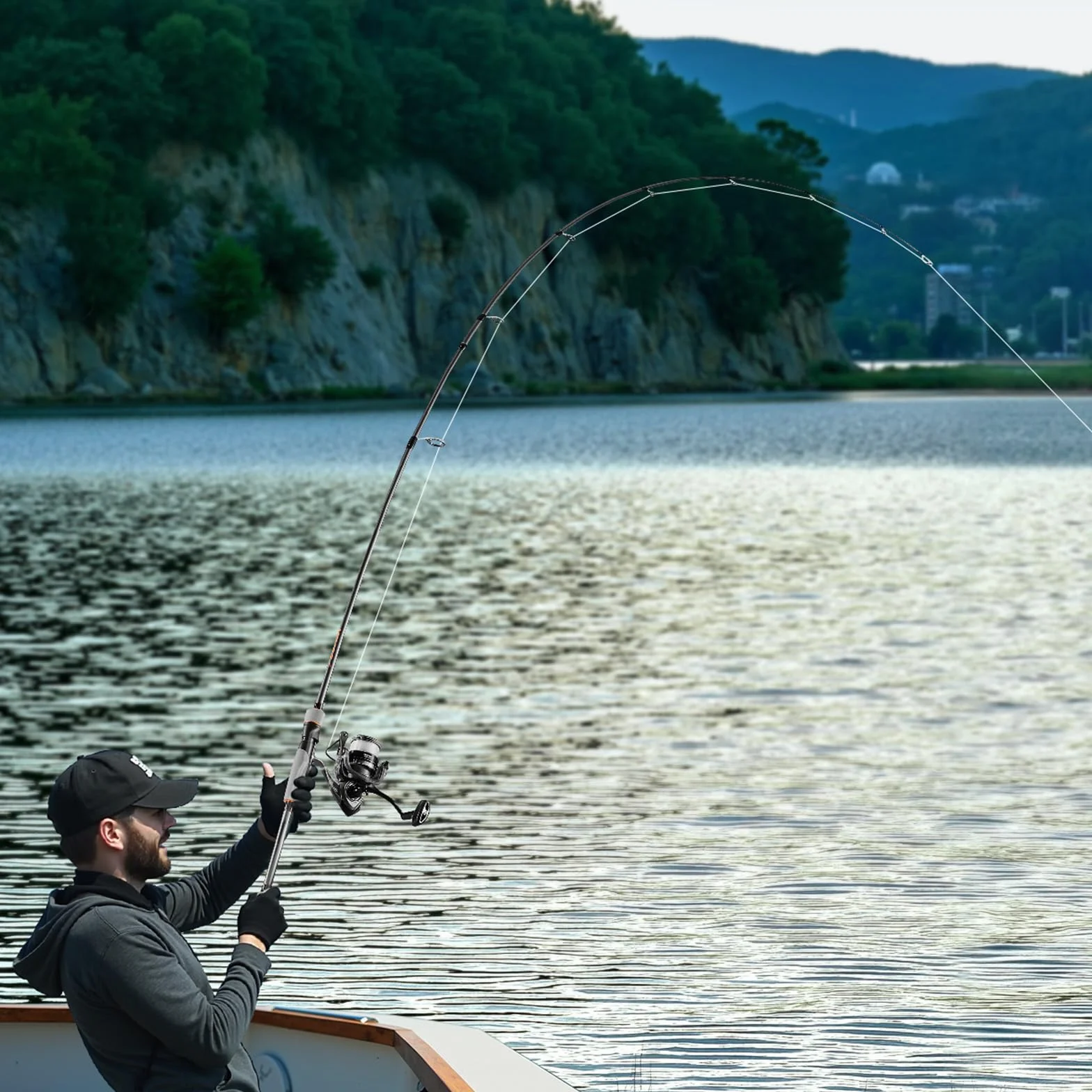 VEVOR Juego de 2 Cañas de Pesca 2,13 m Fibra de Carbono IM7 Carrete Rodamientos 7+1 Agua Salada Dulce Media-Pesada