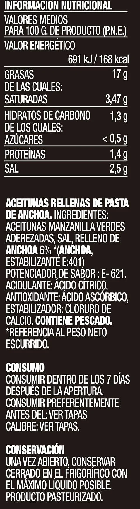 Aceitunas Rellenas de Anchoa Deluxe 150gr Pack 12 uds.