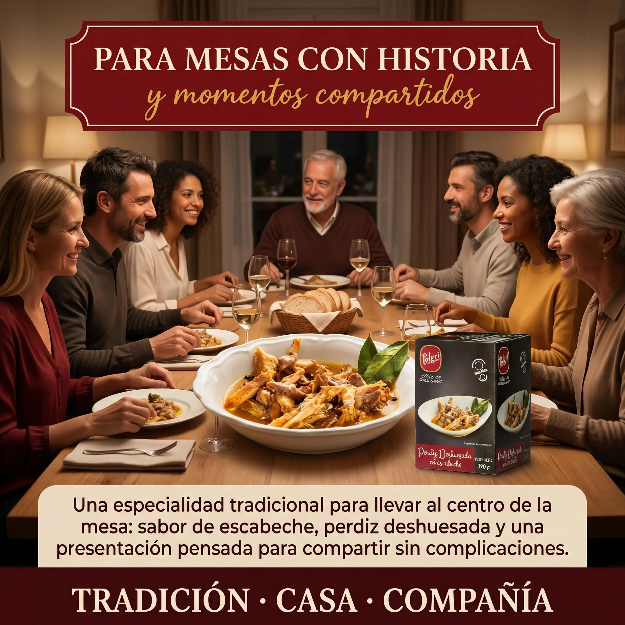 POLGRI Perdiz Deshuesada en Escabeche 390 g Lata Conserva Gourmet Carne de Caza