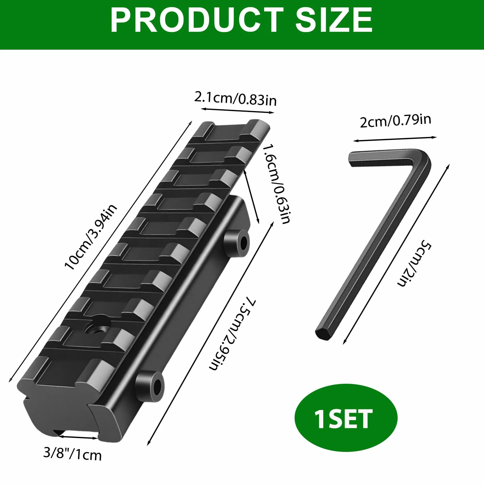 Convertisseur de Montage AR 11 mm Queue d'aronde Vers 20 mm Picatinny Rail Adapter Aluminium