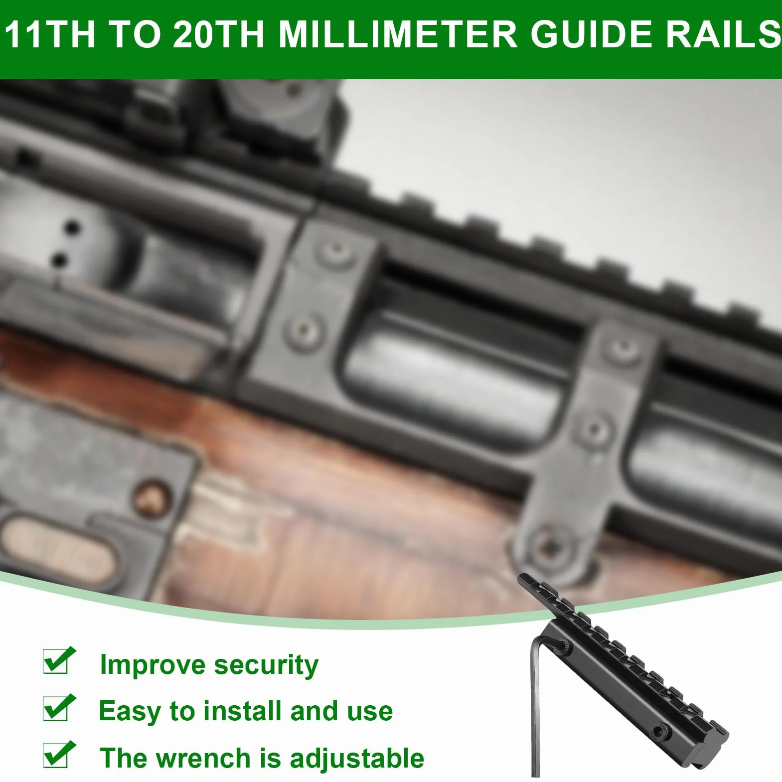 Convertisseur de Montage AR 11 mm Queue d'aronde Vers 20 mm Picatinny Rail Adapter Aluminium