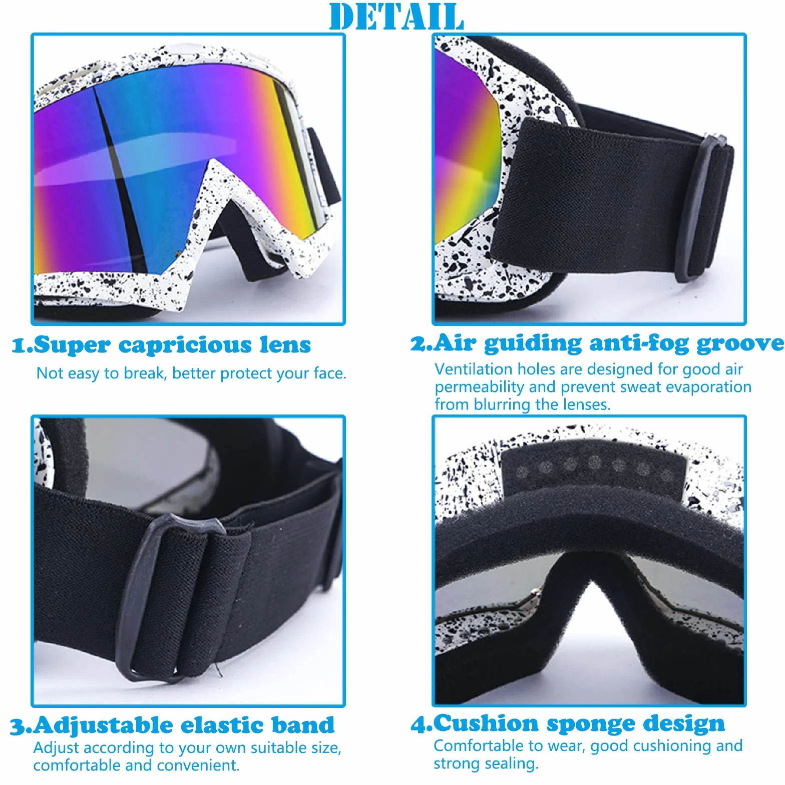 Gafas Snowboard Espejo, Gafas Esqui Mujer Hombre, Protección UV Antivaho Rellenas Espuma Deportes Aire Libre
