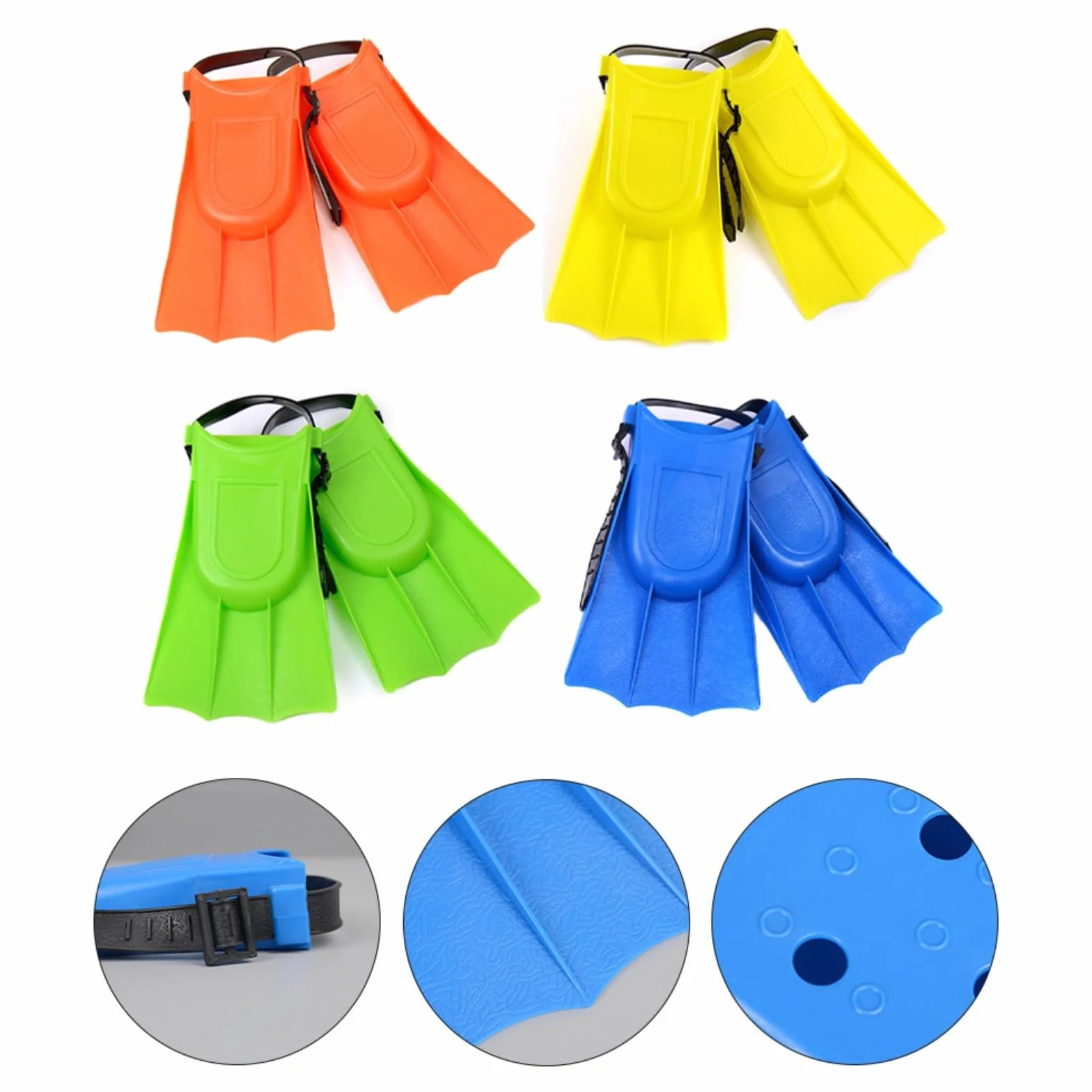 Aletas de natación ajustables para niños EVA PVC antideslizantes esnórquel buceo piscina 3-8 años azul