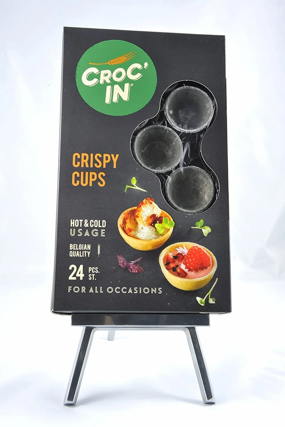 CROC’IN - Tartaletas para Rellenar Black - Base de tartaleta para Pastelería o Aperitivos - Elaboración Artesanal & Vegana - 24 unidades