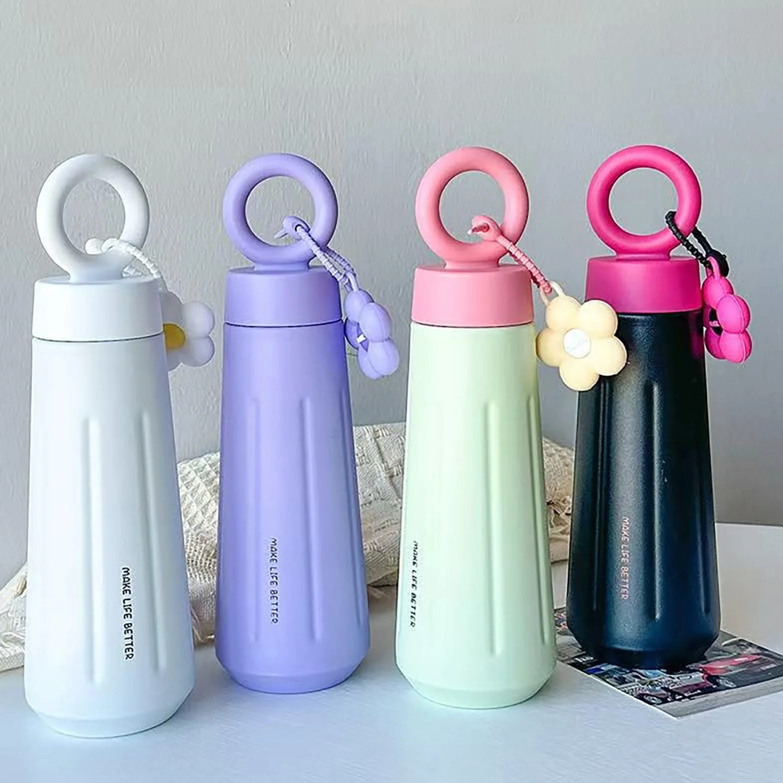 Botella de agua aislada al vacío 450ml 316 acero inoxidable girasol