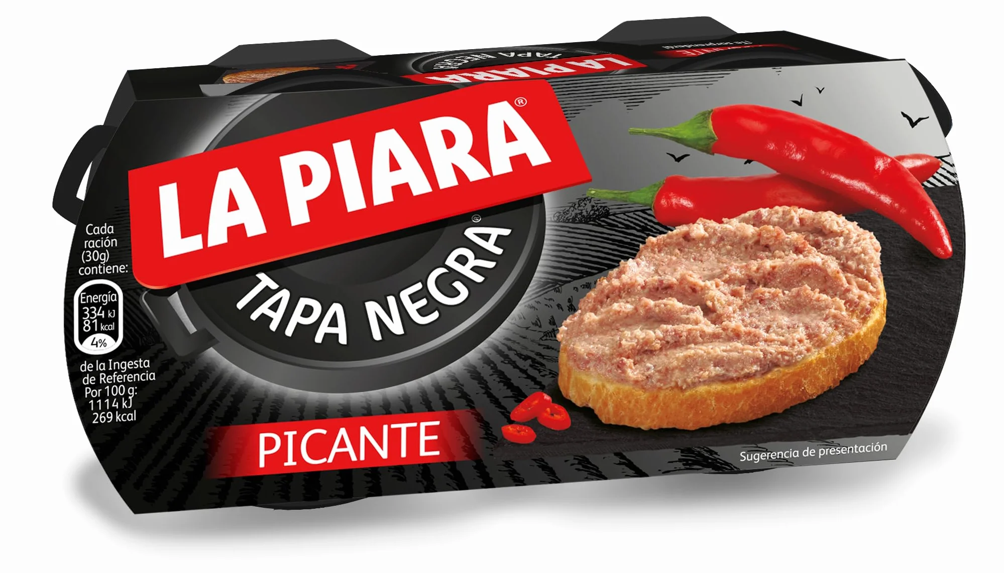 LA PIARA - PATÉ TAPA NEGRA PICANTE 2x73GR
