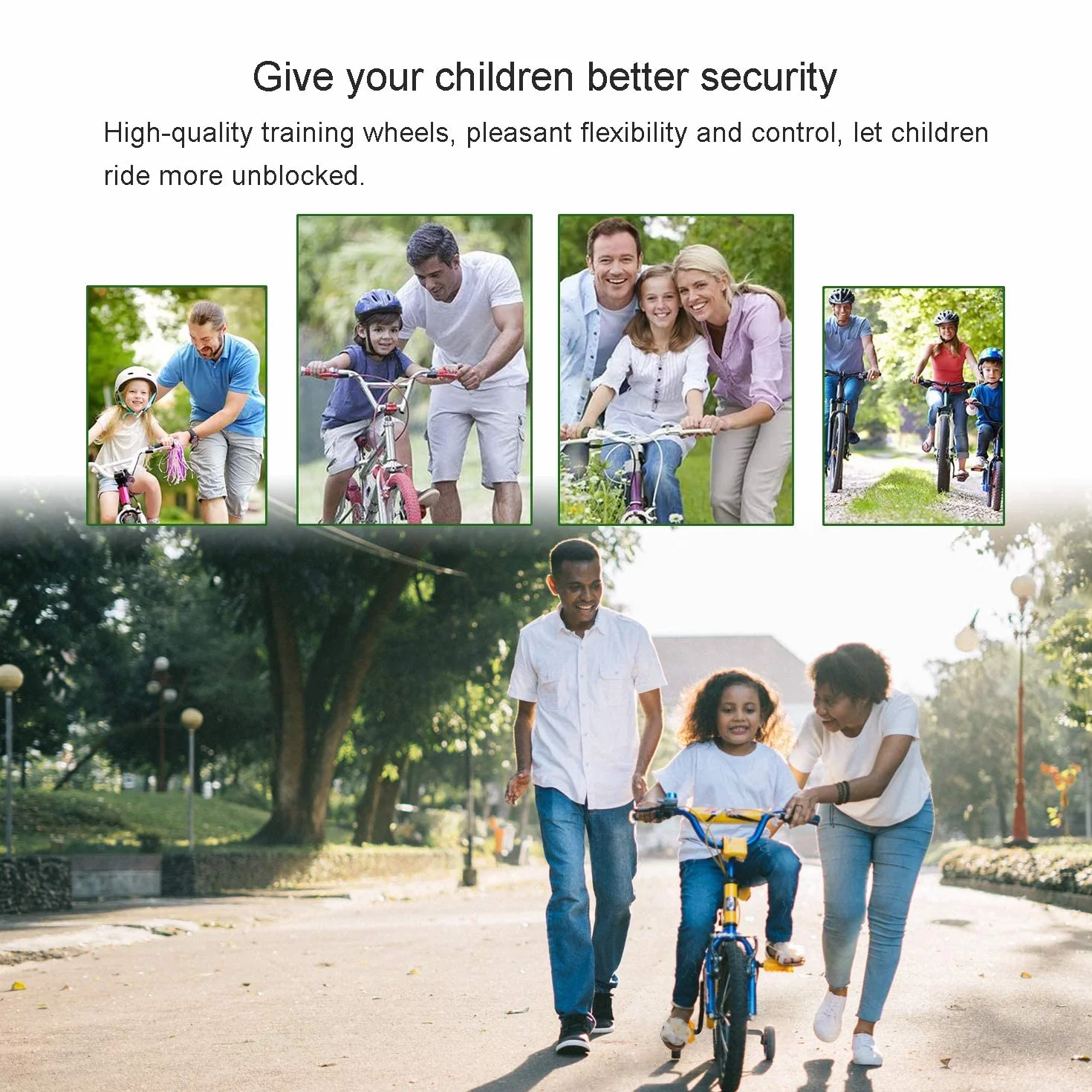 Ruedas de apoyo para bicicleta infantil, estabilizadores universales 12-18 pulgadas negro flash