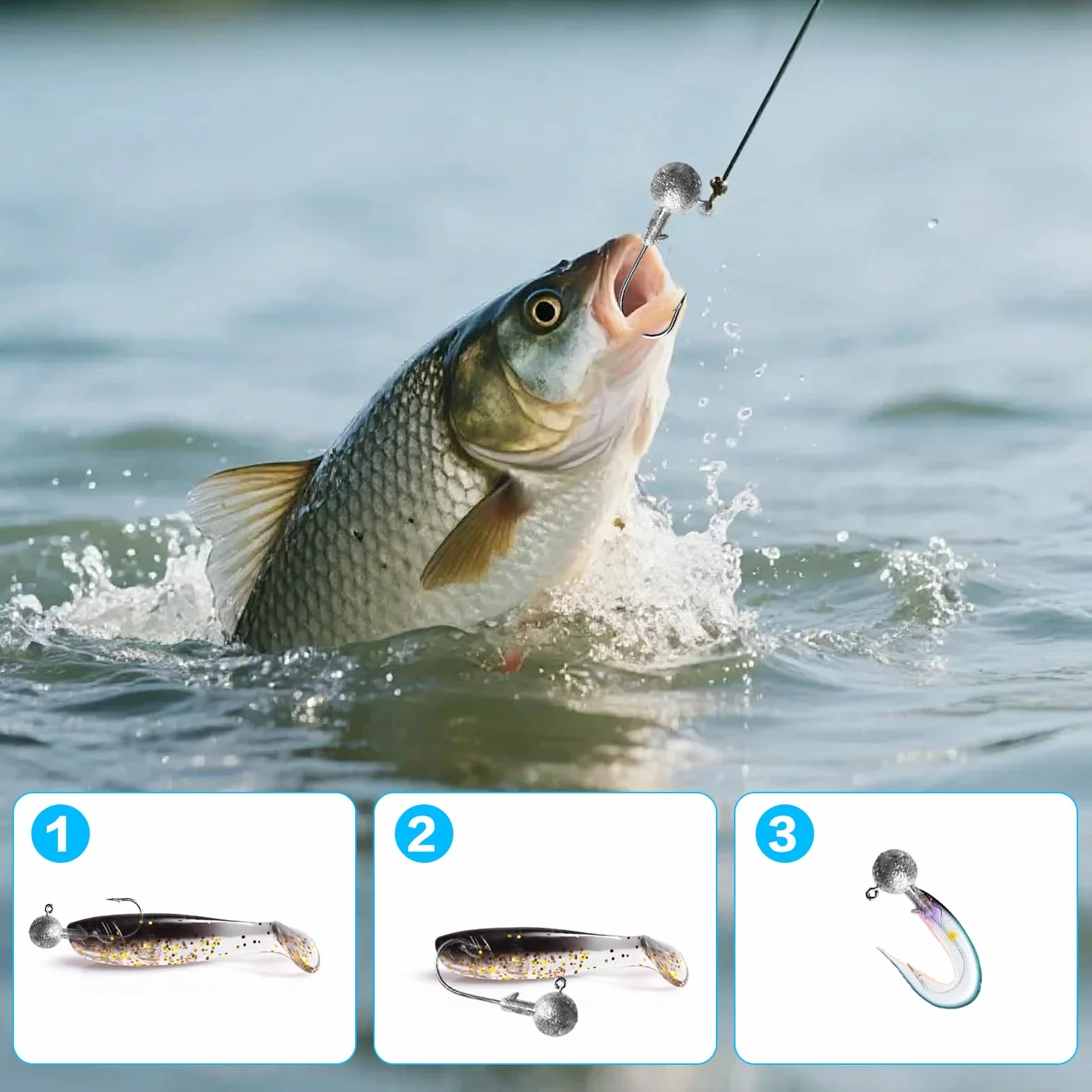 Juego de 60 Cabezas Plomadas Pequeñas, 7 Tamaños de Anzuelos de Pesca, Accesorios de Pesca (1g-12g)