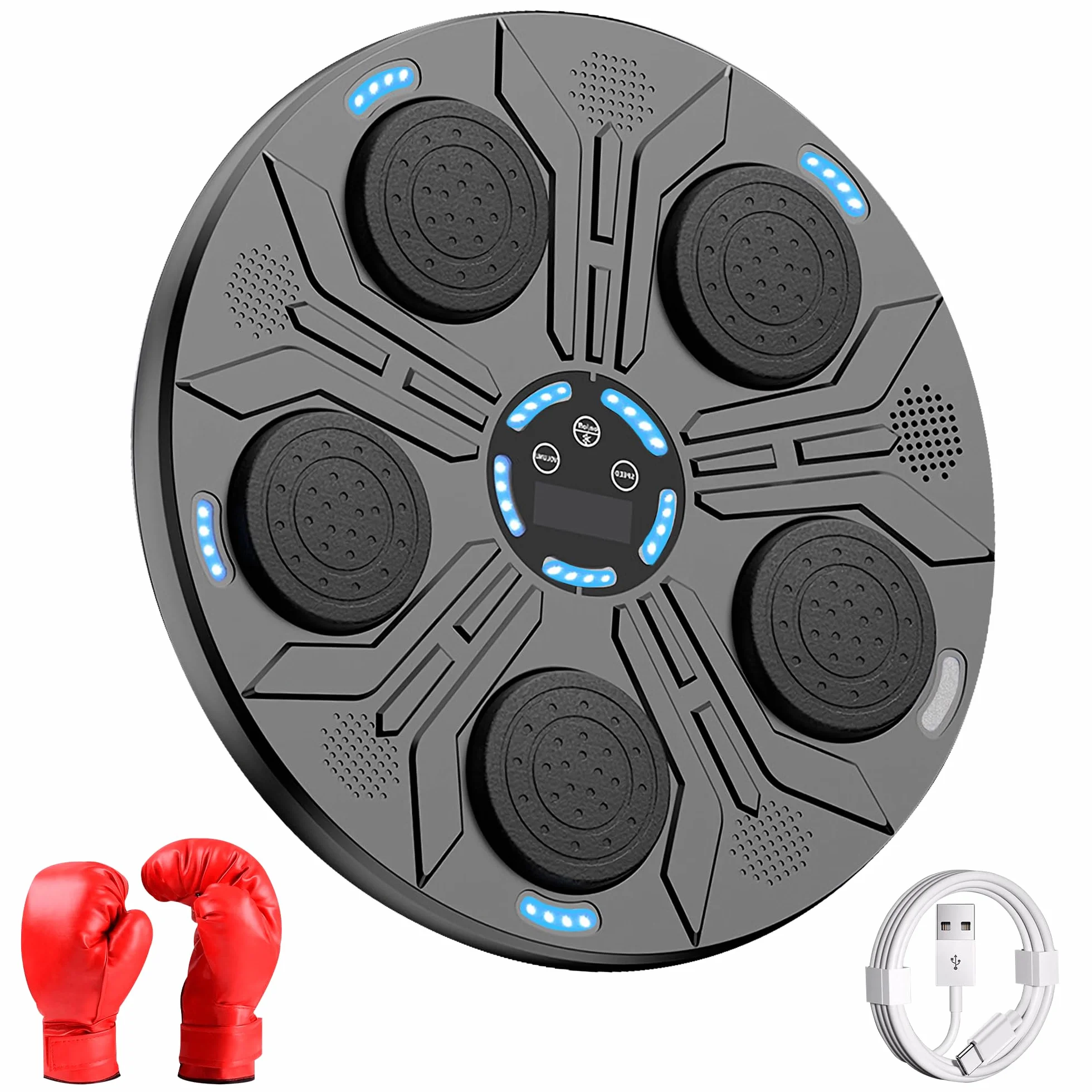 JUPPLIES Maquina de Boxeo Musical para Pared con Guantes, Diana LED y Bluetooth 9 Modos