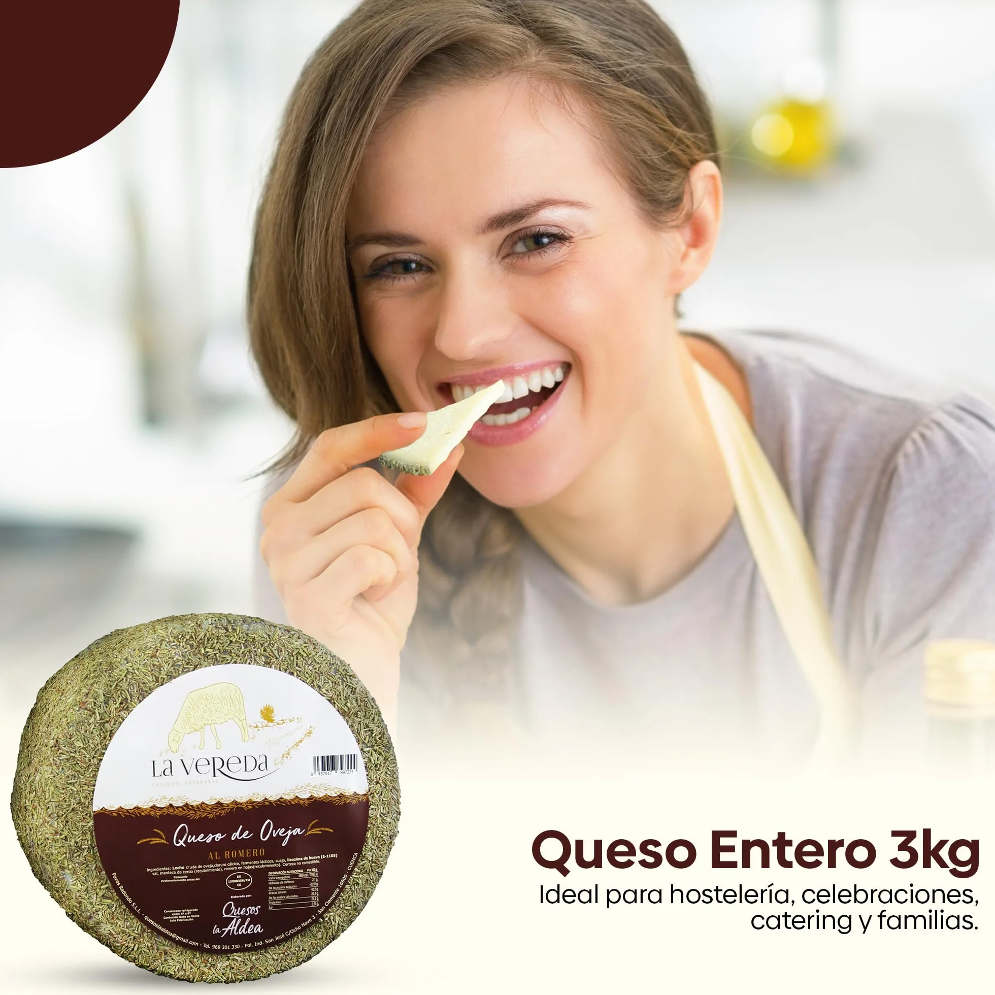 Queso Artesano de Oveja Curado en Manteca con Romero Entero 3 kg Queso Curado Gourmet de Leche Cruda