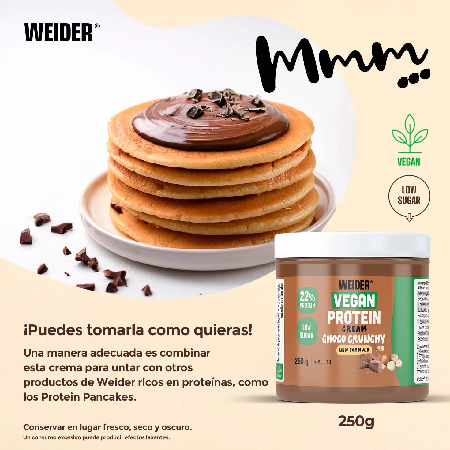 Weider Crema Proteica Vegana, Sabor Chocolate con Avellanas - 250 g