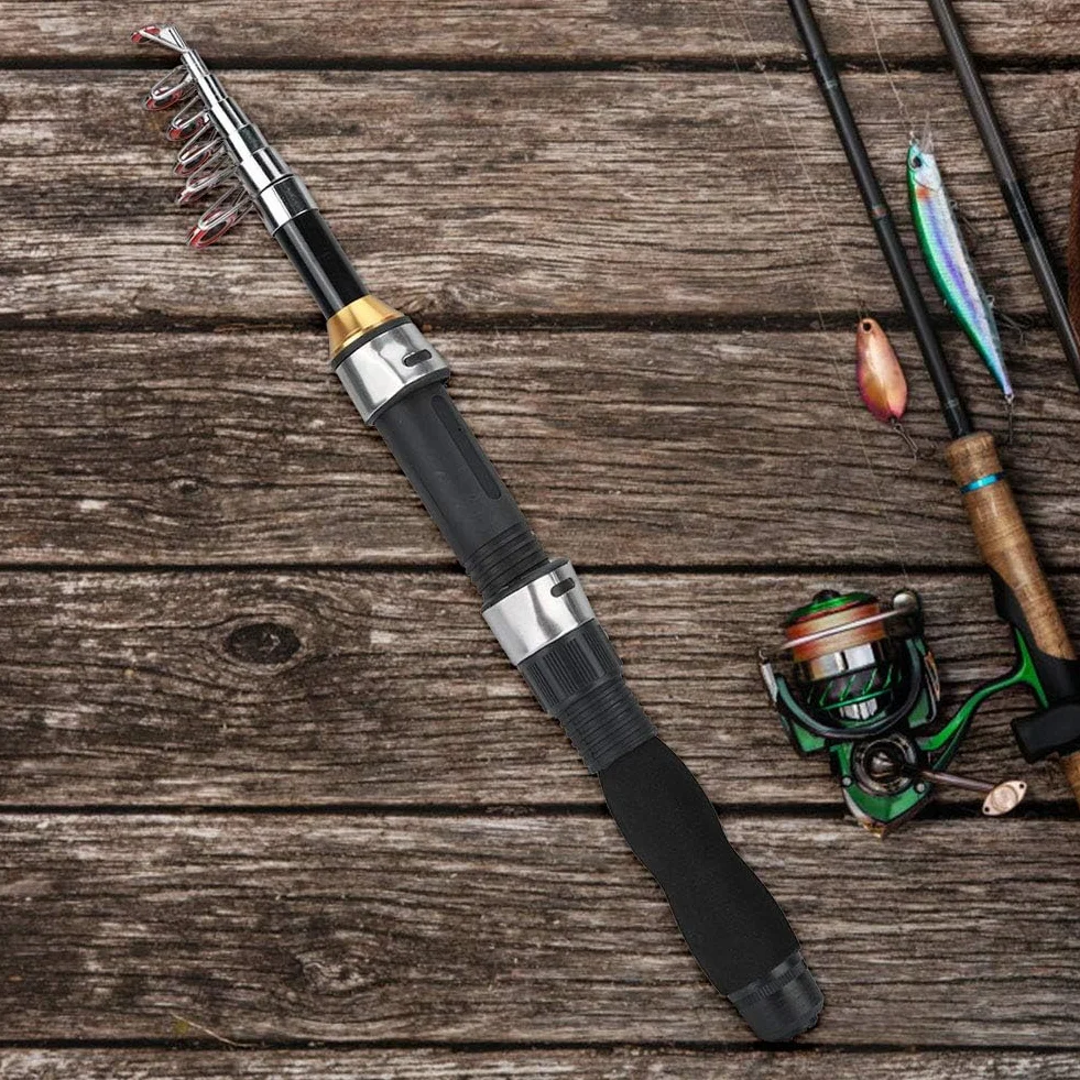 Alomejor Caña de Pescar Portátil 1.5M Carbono para Pesca en Mar y Agua Dulce