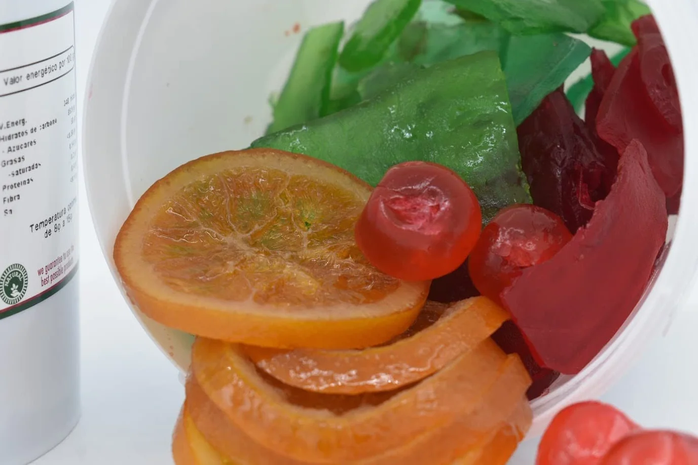 Fruta Confitada Surtida 500g - Calabaza Verde, Calabaza Roja, Disco Naranja y Cerezas