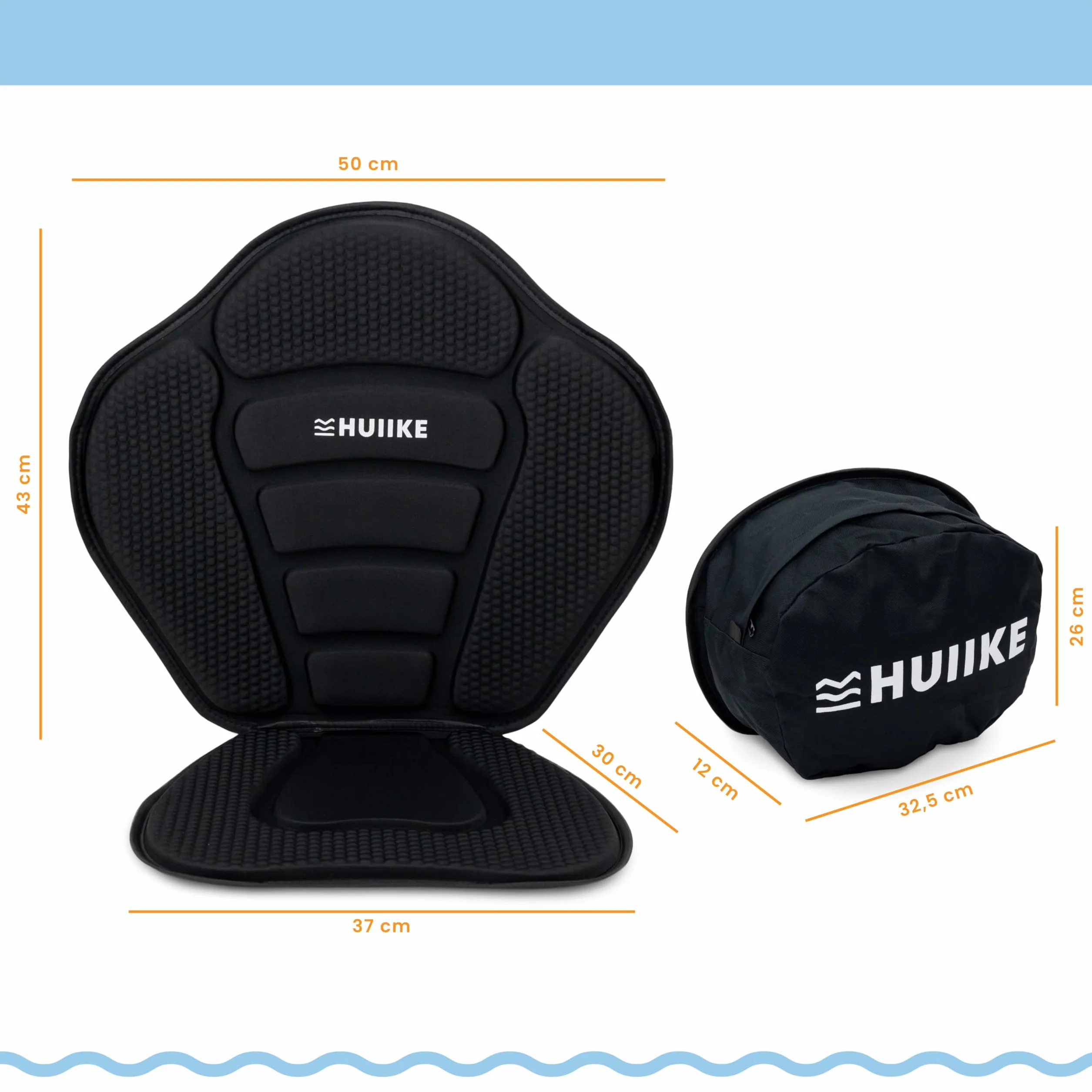 HUIIKE Asiento Paddle Surf y Kayak con 4 Correas Ajustables Acolchado con Bolsa Trasera Silla Sup para Pesca Respaldo