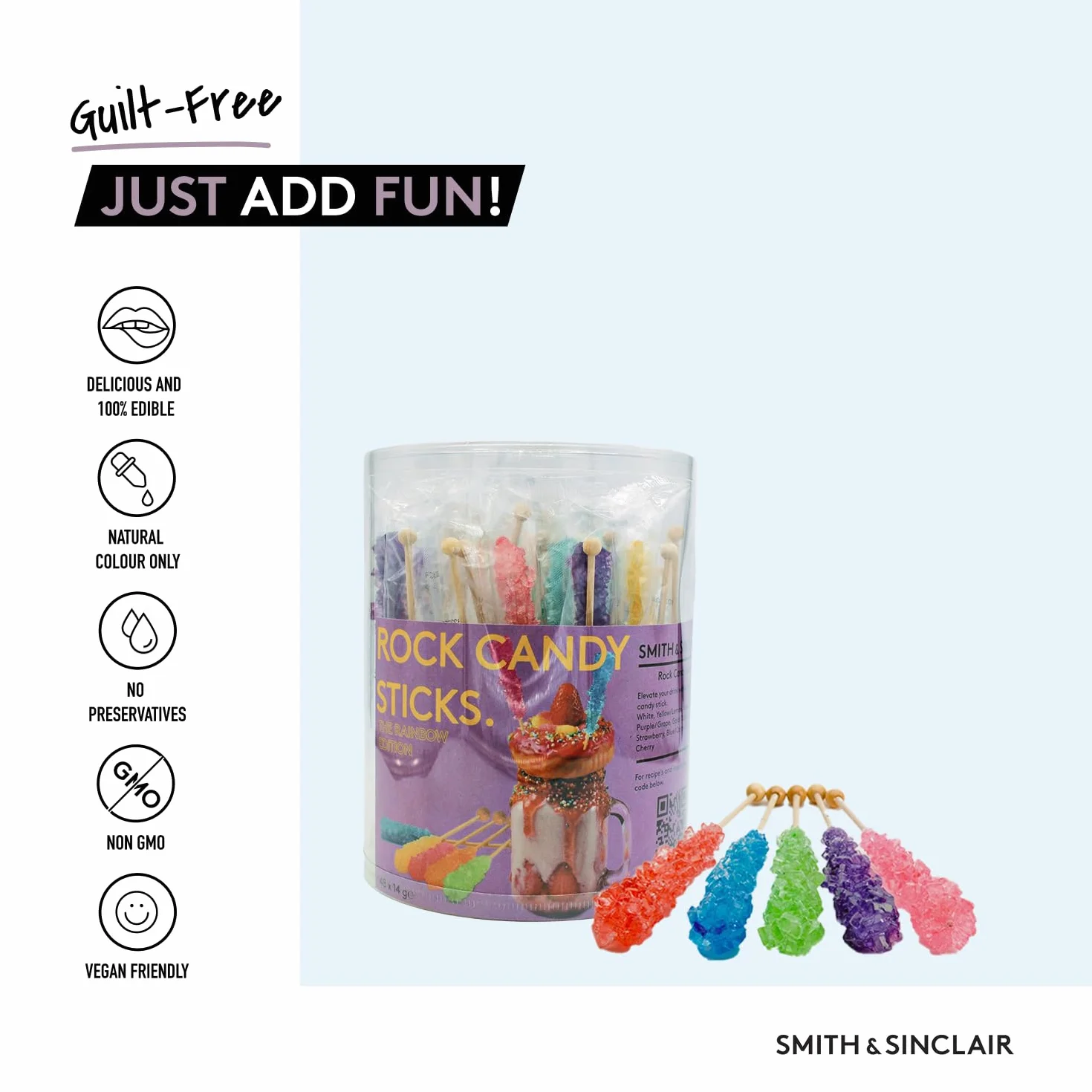 Rock Candy Sticks, Azúcar Cristal en Palillo, 8 Sabores 48x14 g