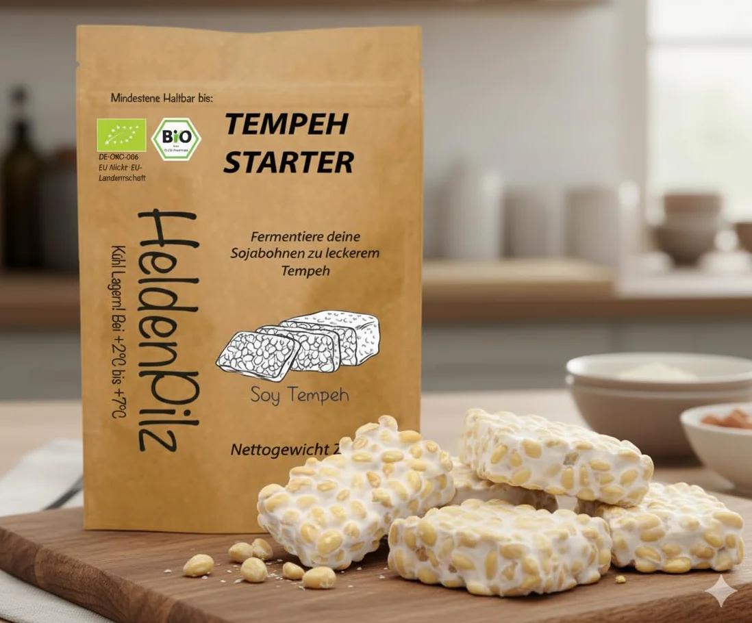 Cultivo de Tempeh (Polvo de Tempeh) Rhizopus Oligosporus - ¡Hasta 75 KG de Tempeh hecho en casa! Elaboración de Tempeh casero (Cultivo de Tempeh 75g)