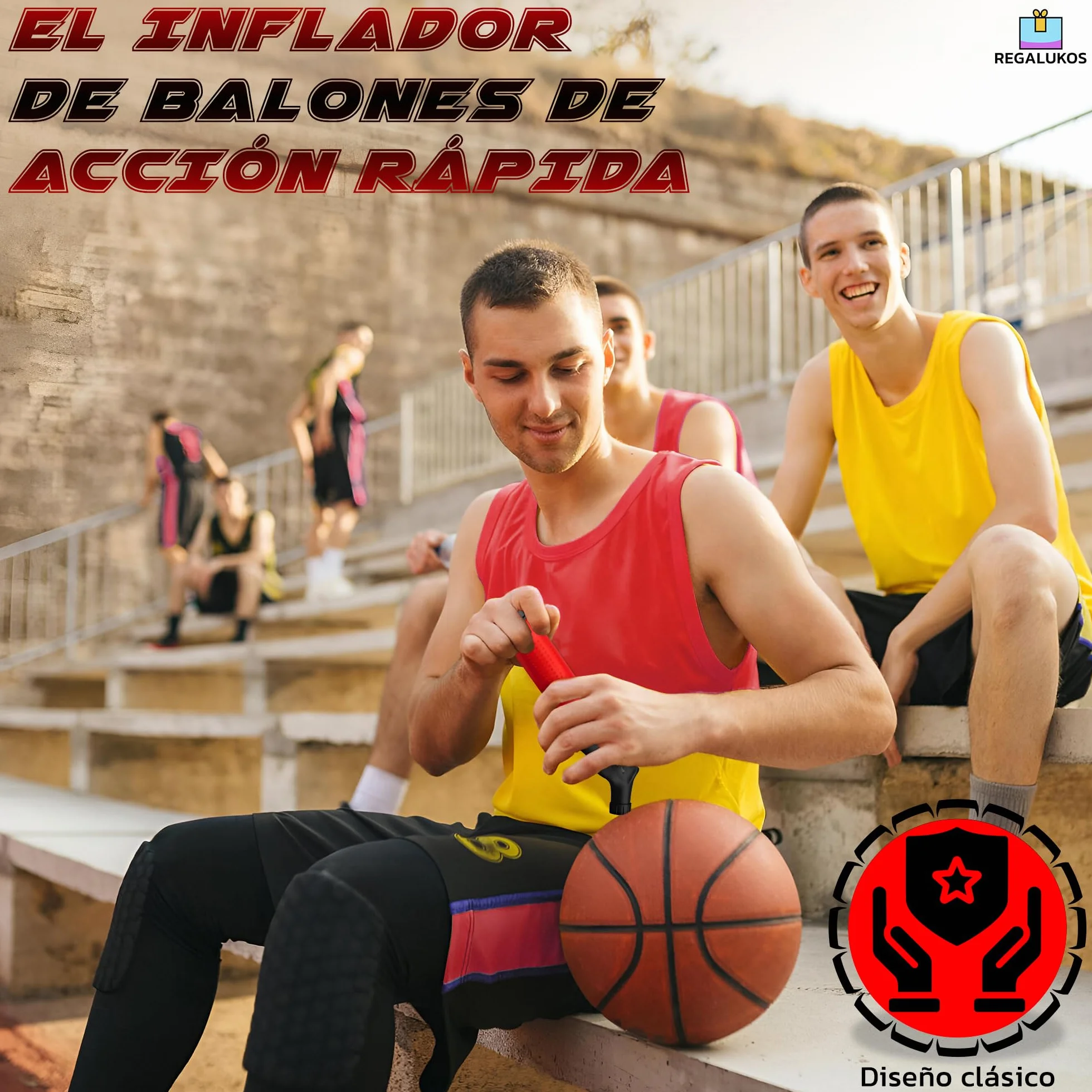 Inflador Balones con 5 Agujas y Bolsa Tela Negra para Guardar