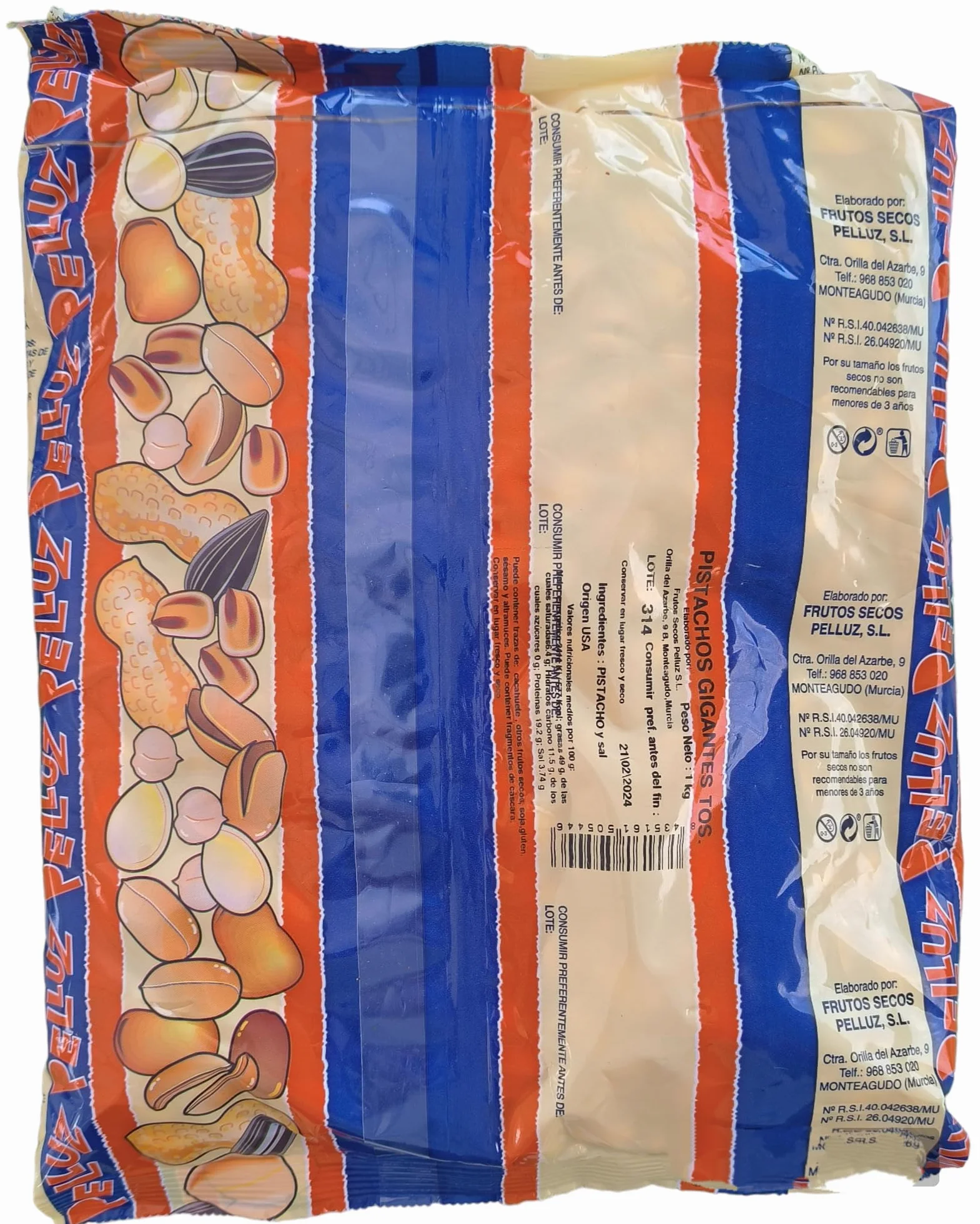 Pistachos Gigantes Tostados con Sal - Bolsa 1 Kg - pelluz (Origen USA)