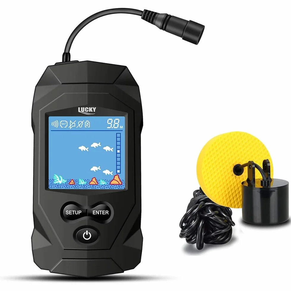 LUCKY Buscador de Peces Sonar Portátil con Cable FL068 LCD Pantalla