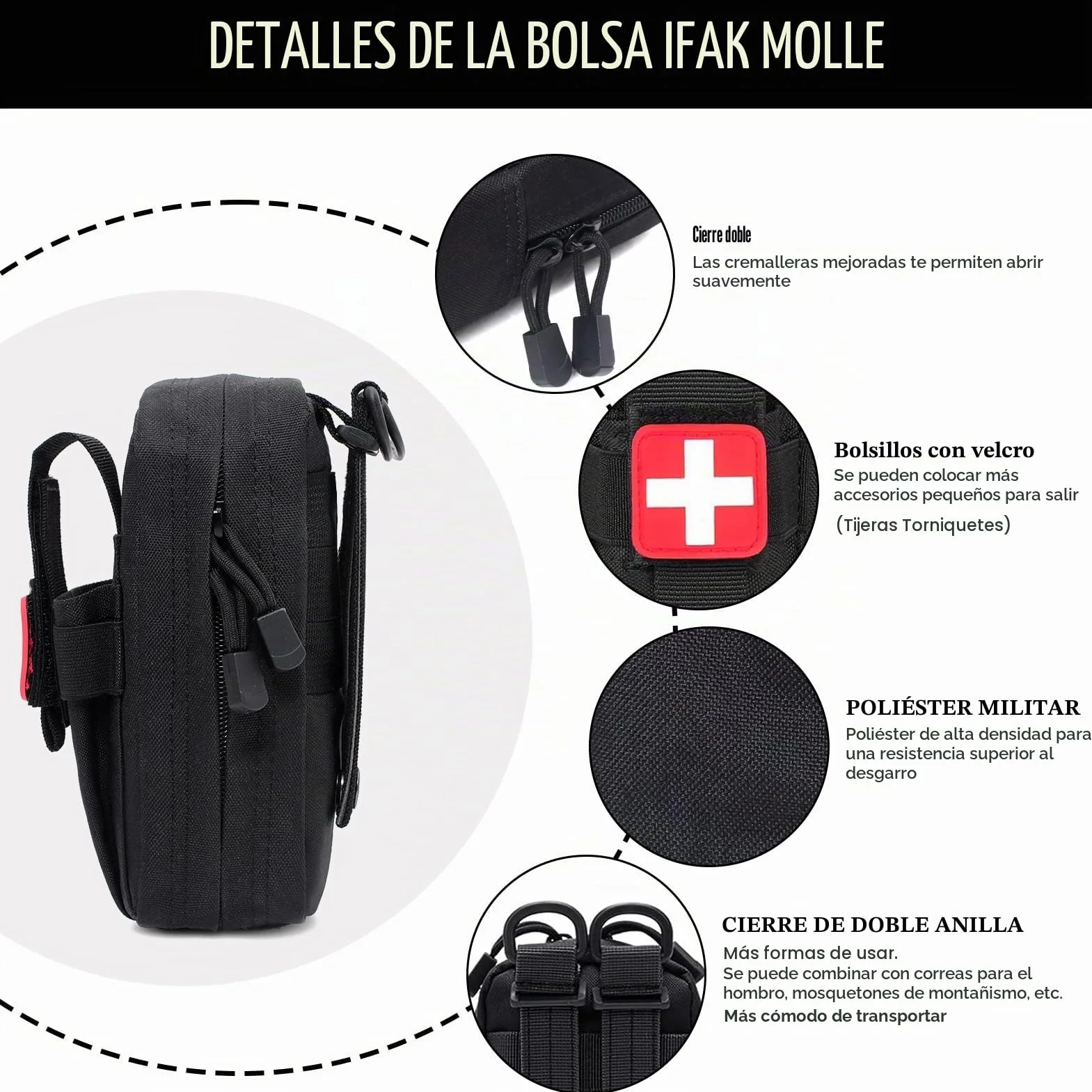 Botiquín Táctico de Primeros Auxilios Bolsa IFAK Pouch Viaje Camping Senderismo Supervivencia