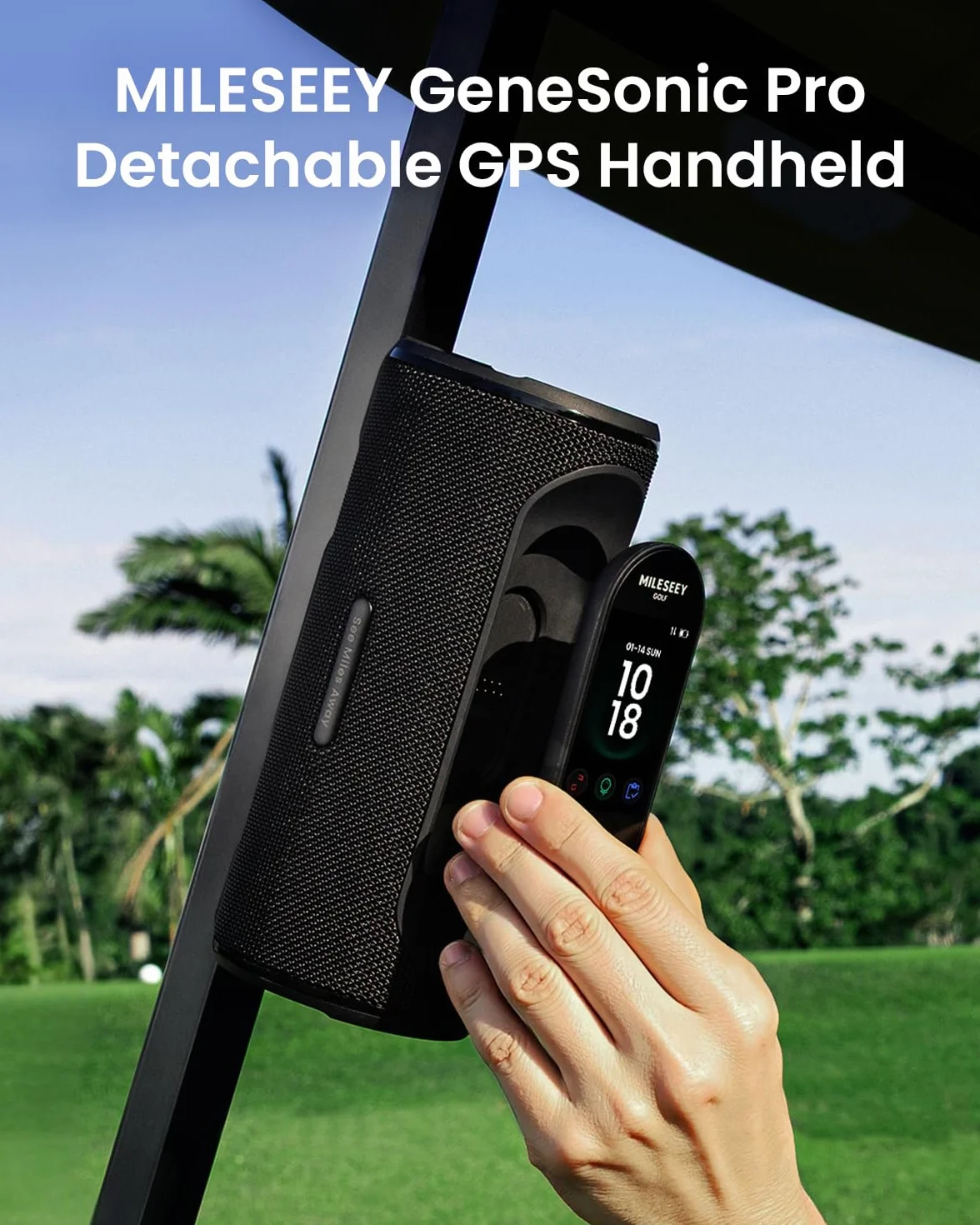 MiLESEEY GeneSonic Pro Telémetro de Golf GPS Portátil Desmontable 43000 Campos Precargados sin Suscripción Pantalla Táctil