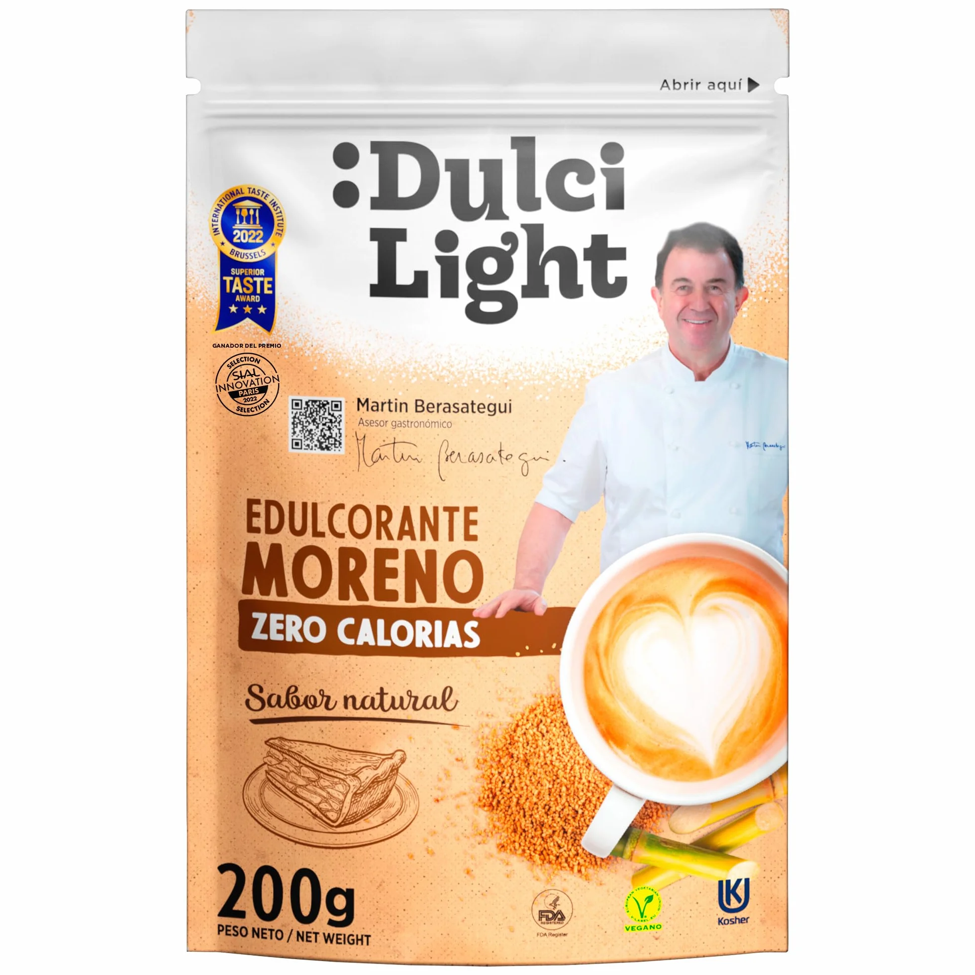 Dulcilight Edulcorante Moreno Zero Doypack 200 gr |Sustituto del azucar Moreno Sabor Natural | 200 gr = 2kg Azúcar |Granulado con Fibra Vegetal | keto | No OMG | edulcorante a Granel