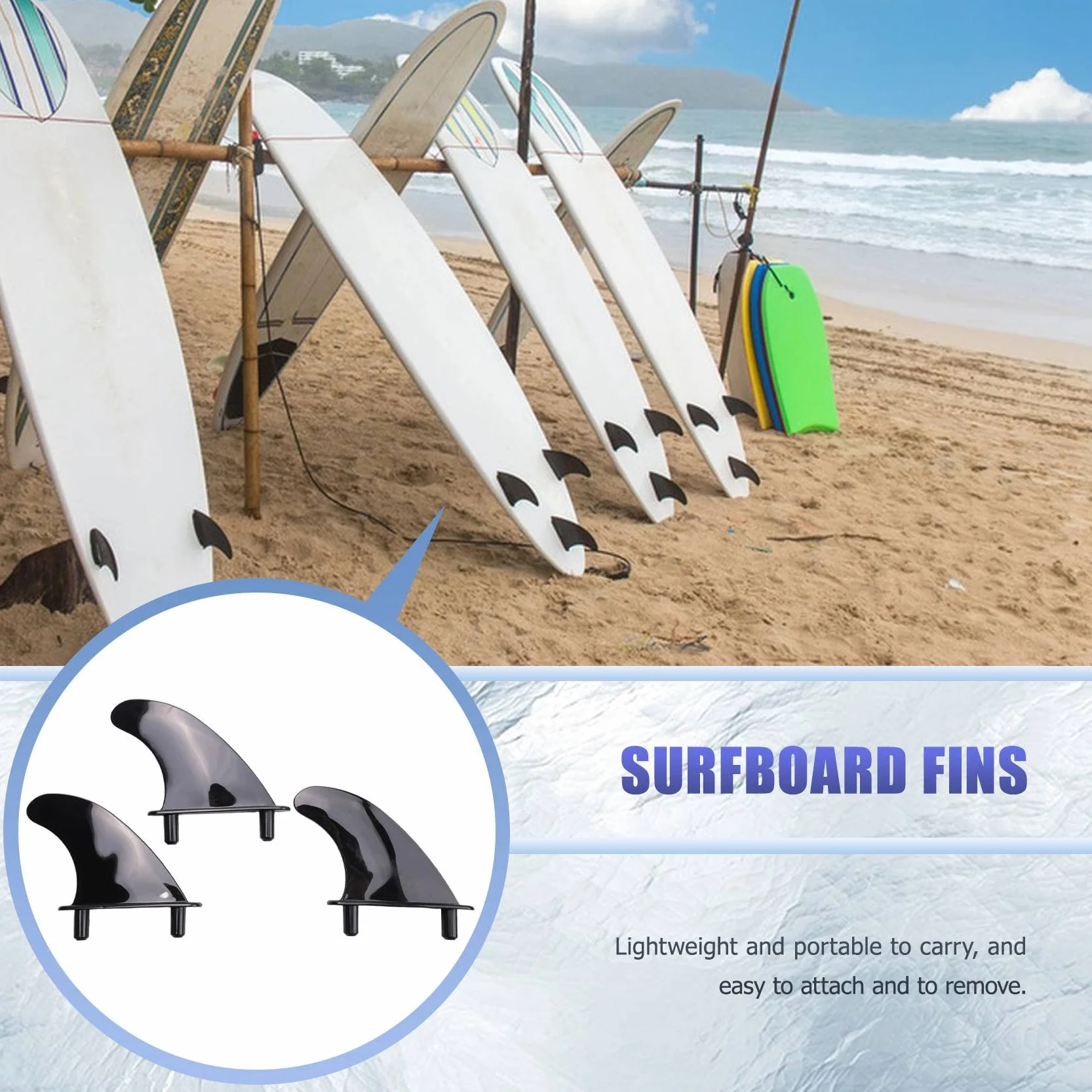 Juego de 3 aletas para tabla de surf Softboard