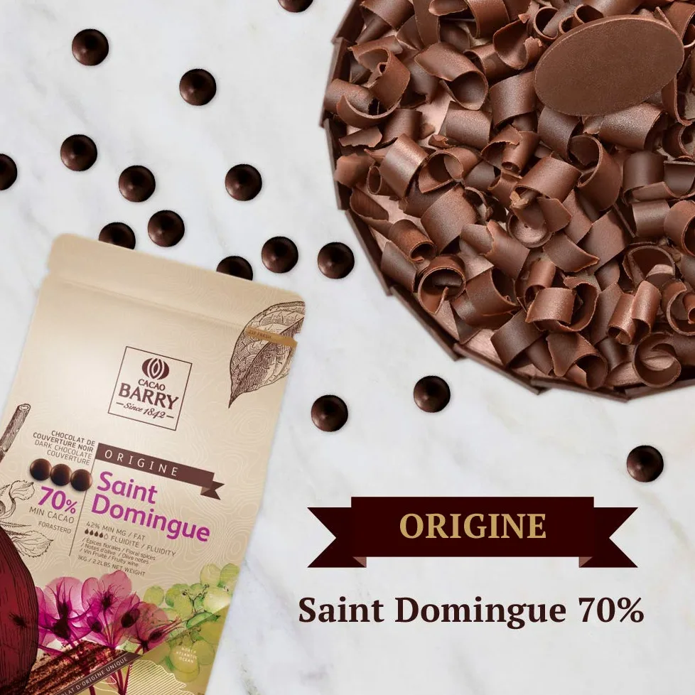 Cacao Barry Origine - 70% Saint Domingue Chocolate Negro Cobertura (pistoles) 2.5kg