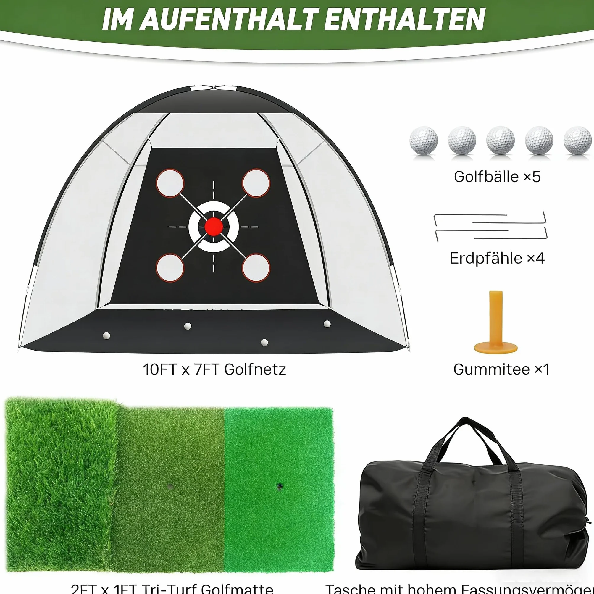 Red de entrenamiento de golf 10x7 pies con colchoneta juego completo para interiores exteriores