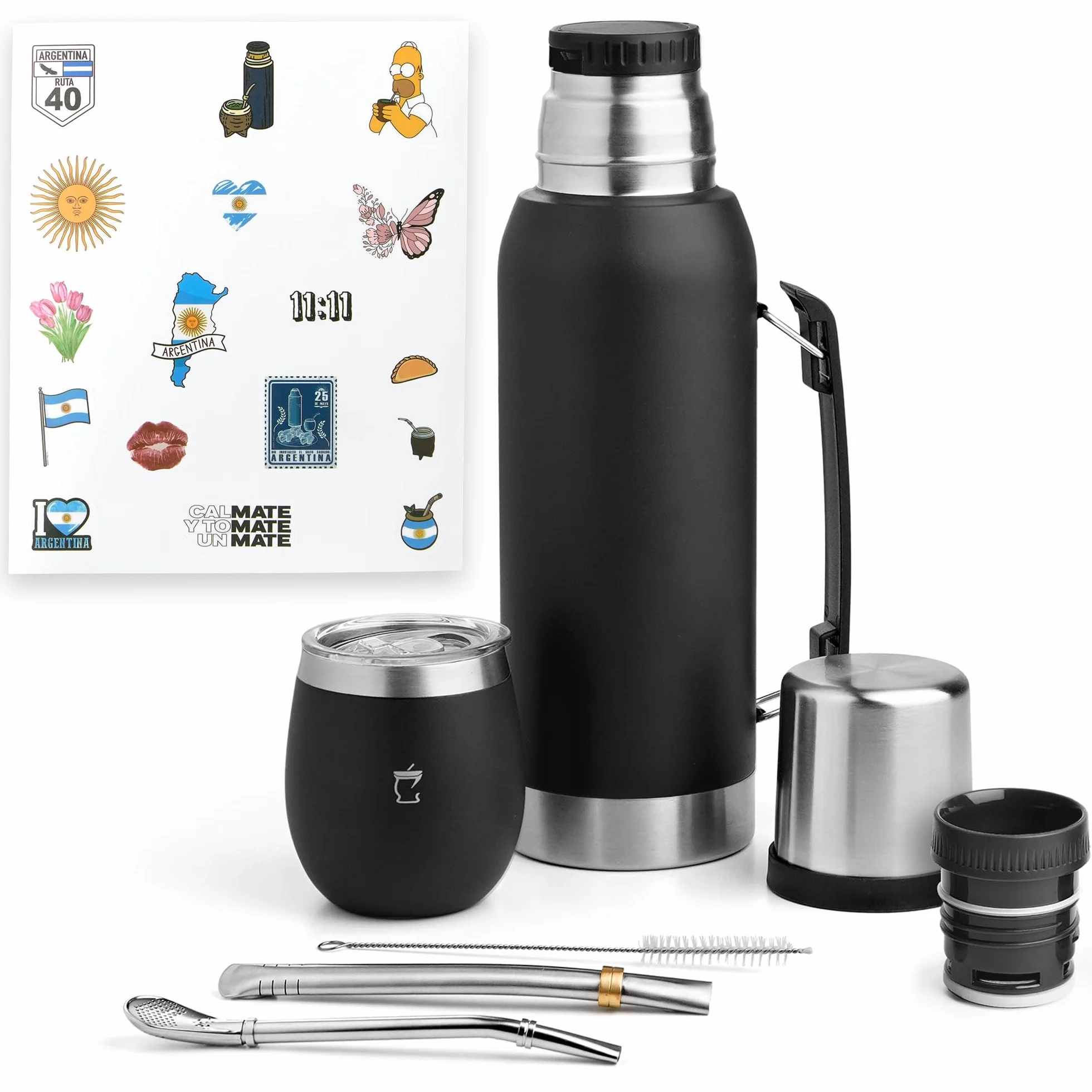 Kit Mate Argentino - Mate Argentino - Kit Mate - Yerba Mate - Mate Bombilla - Productos Argentinos - Negro