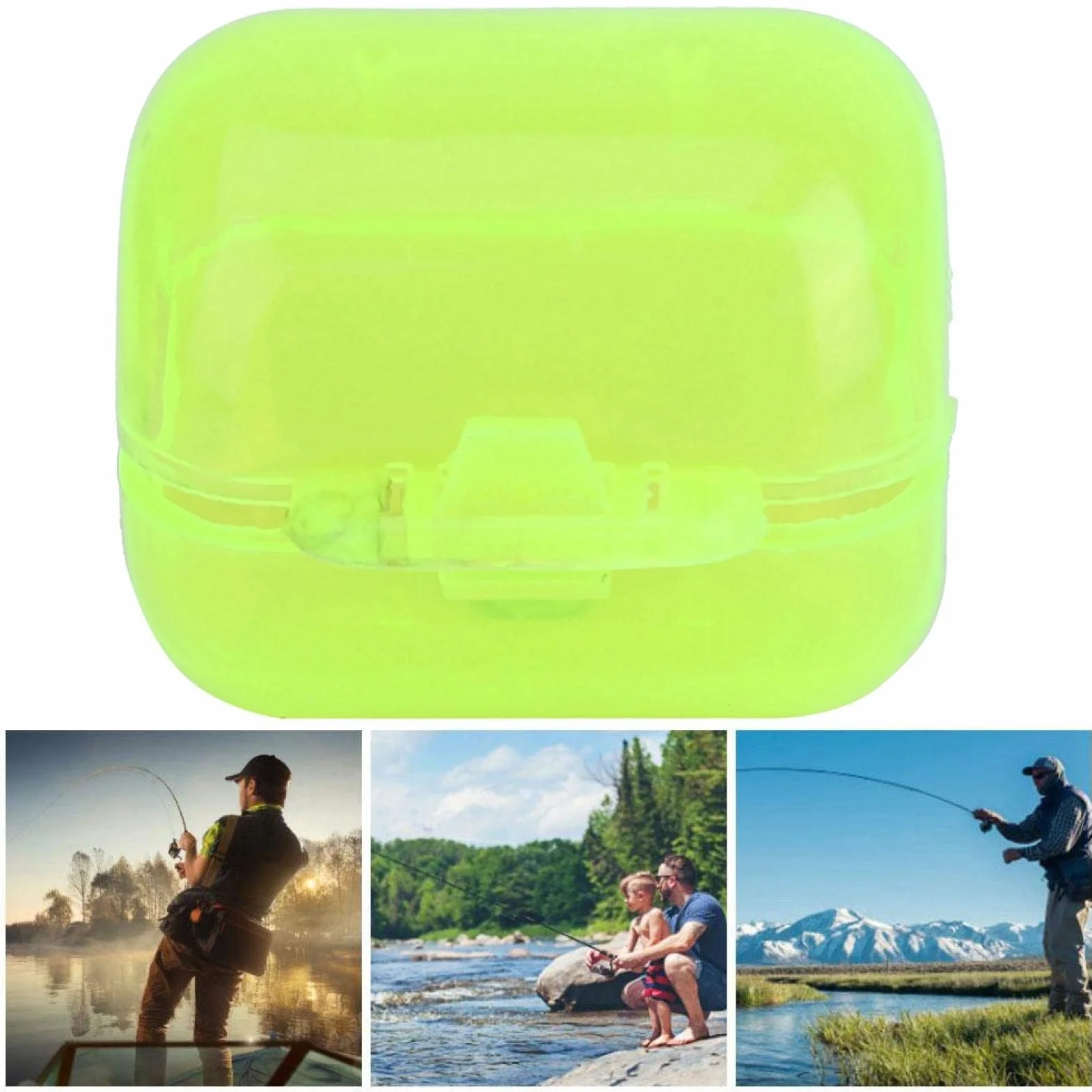 Caja de Anzuelo de Pesca 50 Piezas Plástico Amarillo Fluorescente Calamar Señuelo