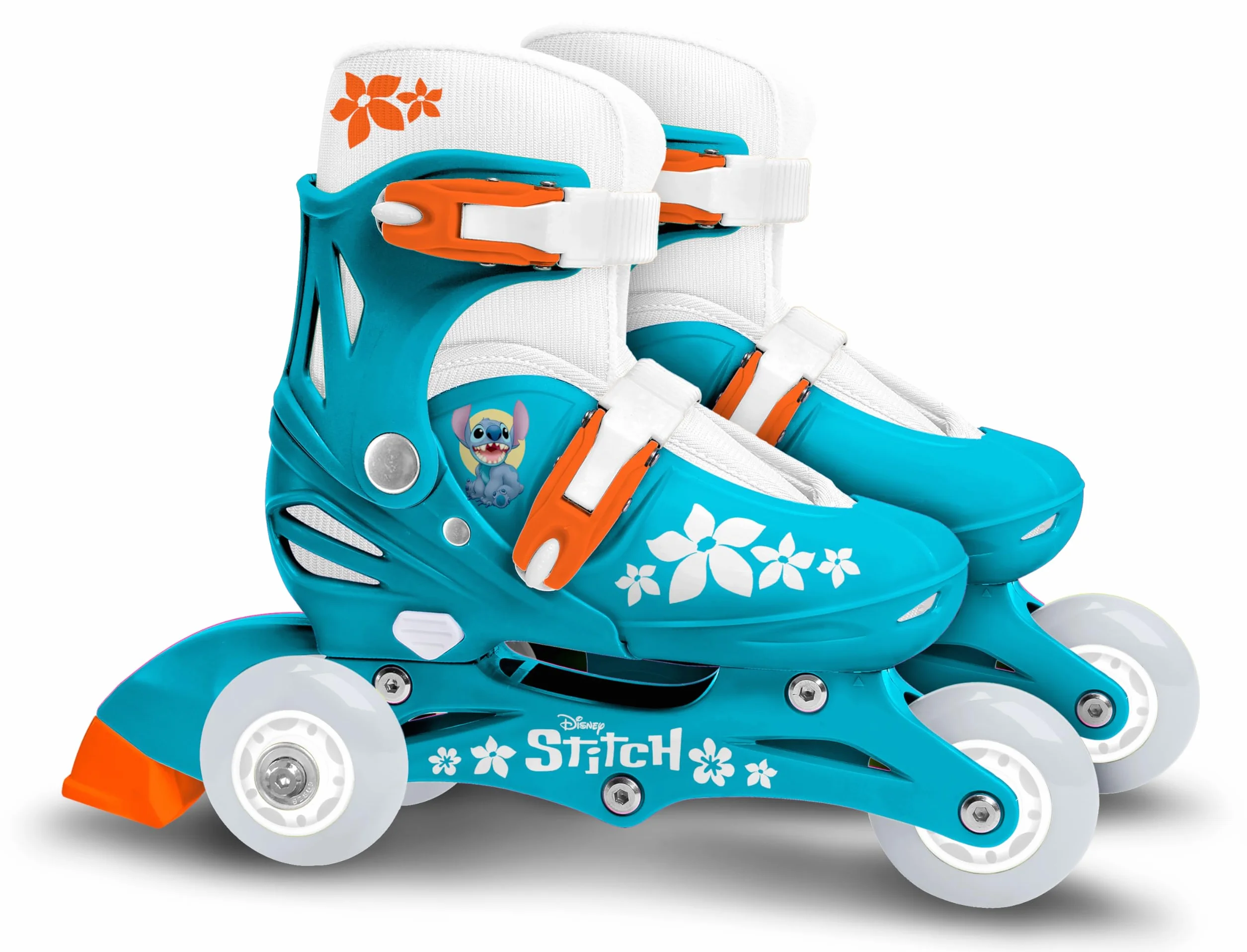 Adjustable Two in One 3 Wheels Skate Stamp Stitch Azul Sizes 27-30