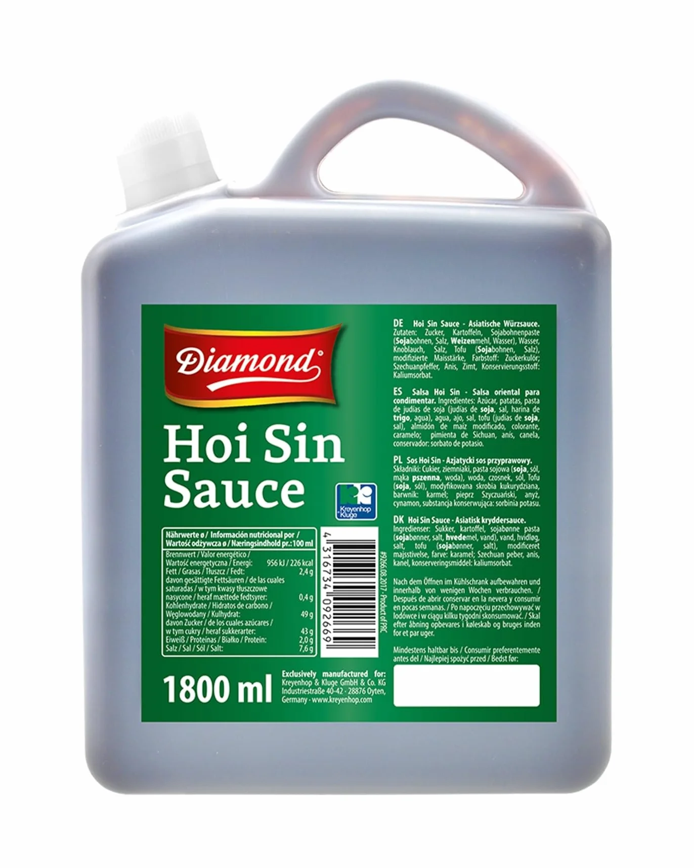 DIAMOND Salsa Hoisin, salsa dulce, profunda y sabrosa de Asia - 6 x 1,8 l