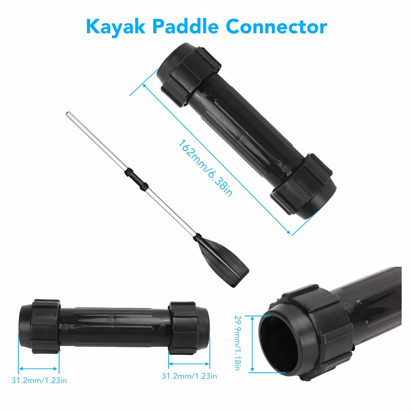 Akozon Conector de Paleta para Kayak, 2 Uds., Conectores de Eje de Remos de Plástico para Bote Inflable