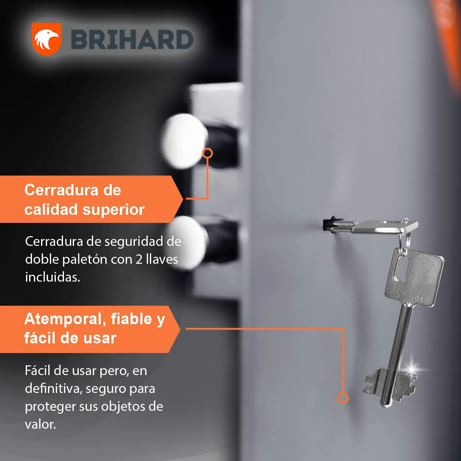 Caja Fuerte Brihard Gun Drawer con Cerradura de Llave, Resistente Alfombrada, para Armas y Munición