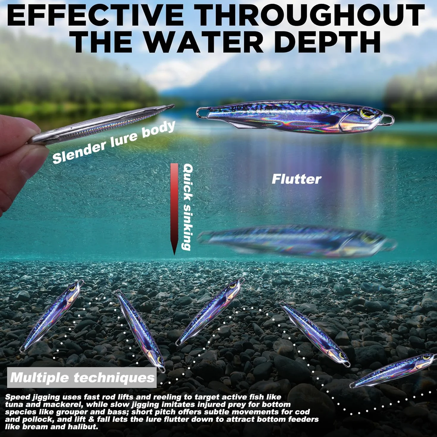 Señuelos Pesca Set Cebos Metálicos Giratorios Brillantes para Peces Depredadores Agua Dulce Salada