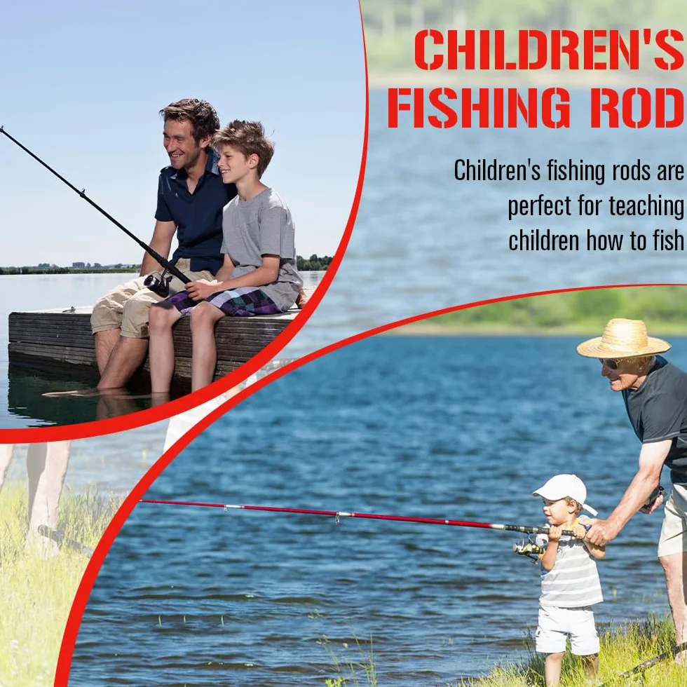 Set de Pesca para Niños 1,8 M Caña Telescópica Fibra de Carbono con Carrete