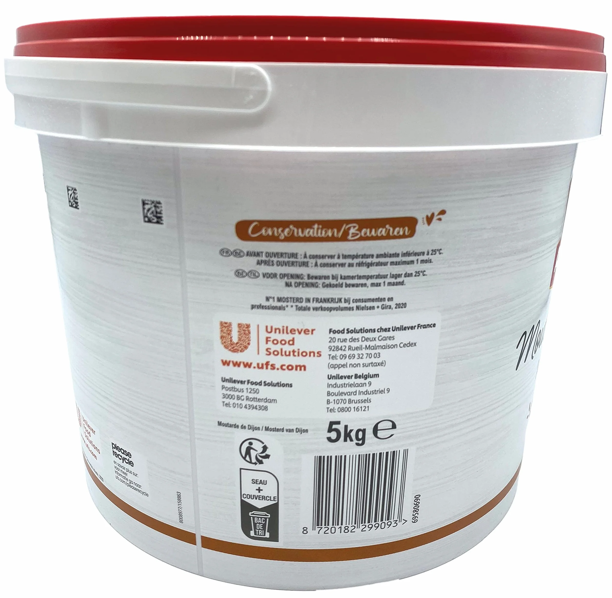 Amora - Mostaza Dijon, Salsa Mostaza, Ideal para Condimentar, A base de Granos, 5Kg