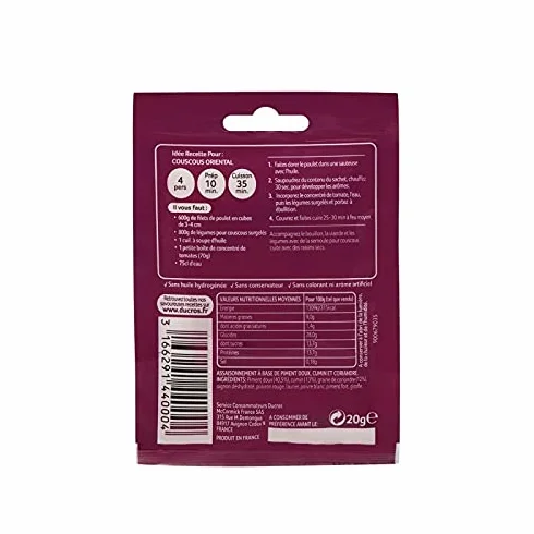 Ducros - Heterogéneo Para El Cuscús Oriental 20G - Lot De 4 - Precio Por Lote - Entrega Rápida
