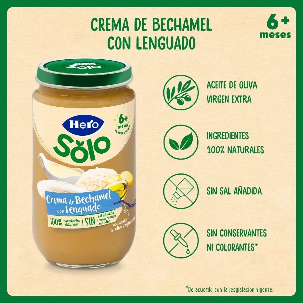 Hero Baby Caja Mixta Tarritos de Carne y Pescado, Verduritas con Merluza, Bechamel con Lenguado y Menestra con Ternera y Jamón, Sin Aceite de Palma, 100% Natural, Desde los 6 Meses, Pack de 18x235 gr