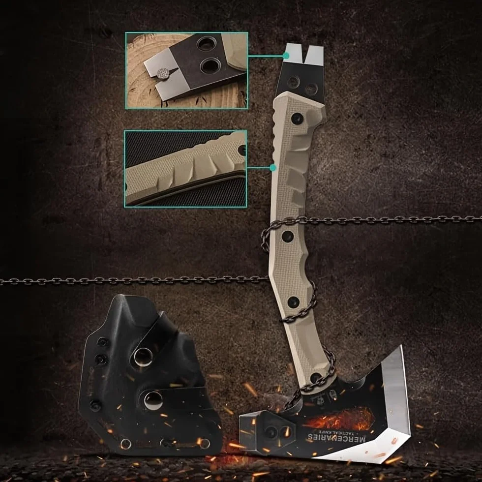 HX Outdoors Hacha Táctica de Ingeniero Multifuncional a Prueba de Explosiones para Camping y Rescate