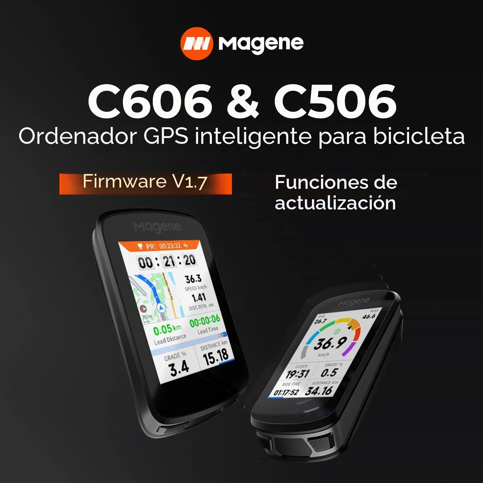 Magene C506 GPS Ciclocomputador Inalámbrico Pantalla Táctil Color Navegación Mapa WiFi Bluetooth IPX7