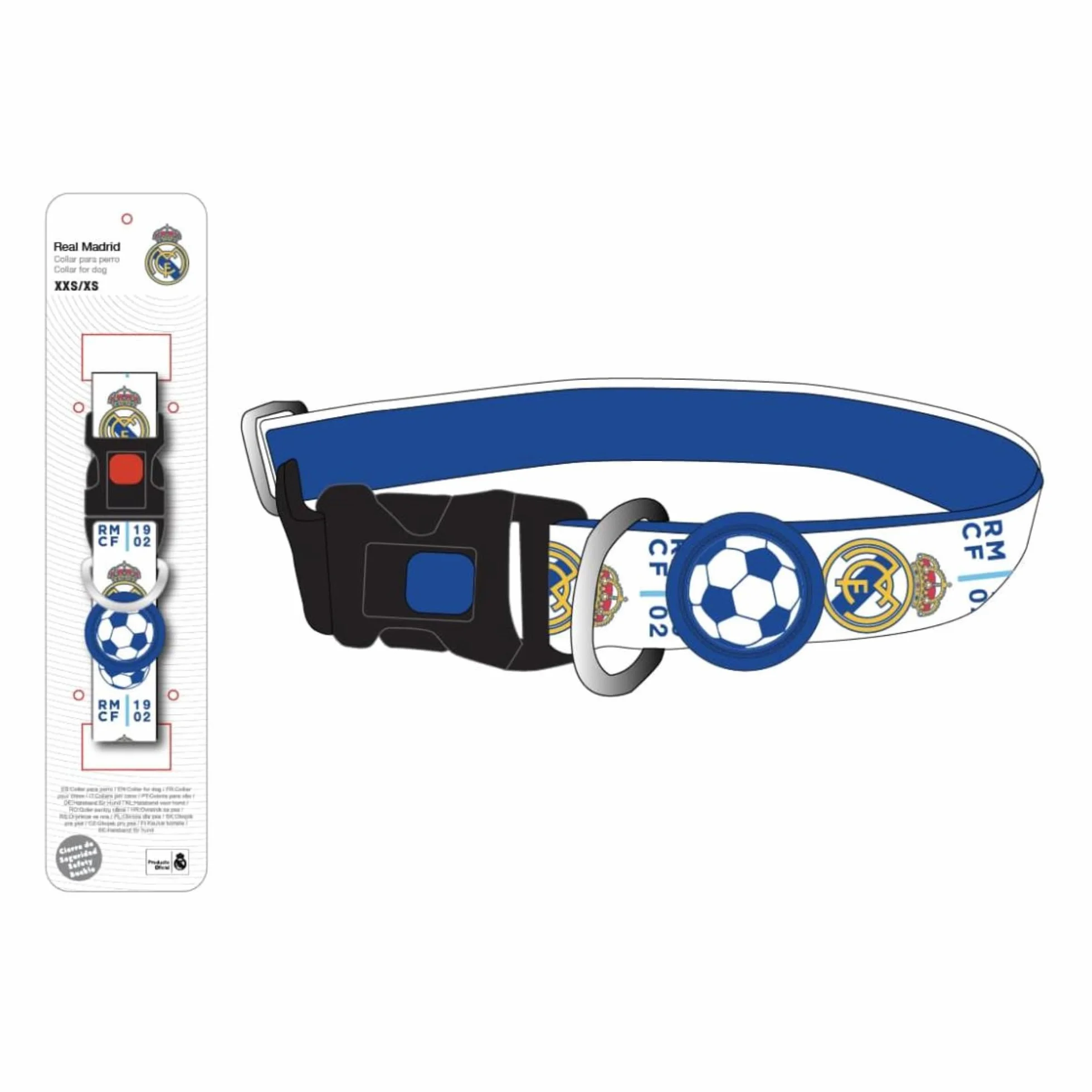 Collar para Perro Real Madrid Oficial Ajustable Deportivo Resistente Elegante