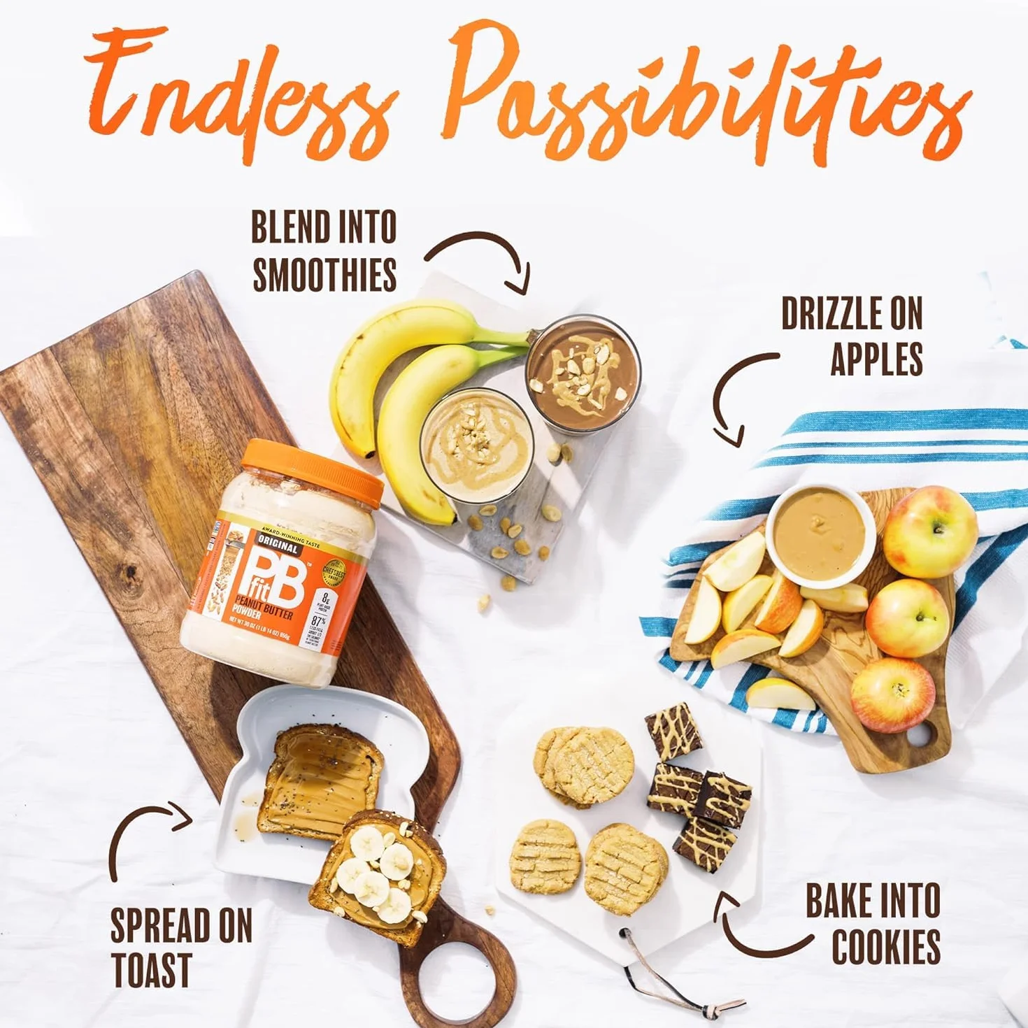 PBfit - Mantequilla de maní en polvo, sin gluten, alta proteína, 87% menos de grasa, mantequilla de nuez natural, mantequilla de maní en polvo de cacahuetes prensados tostados reales, 850 g, paquete