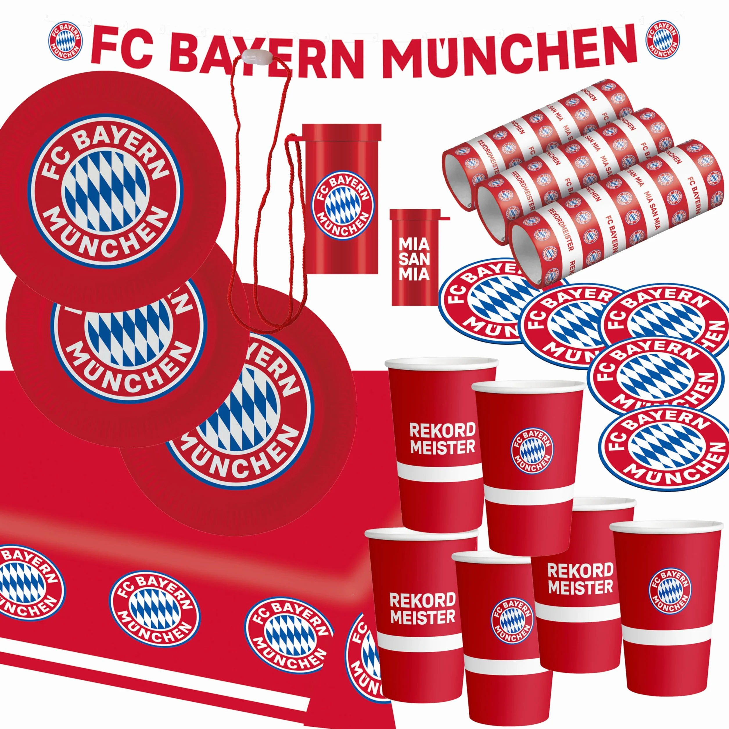 FC Bayern München Set de fiesta de fútbol XL, 34 piezas, decoración para cumpleaños