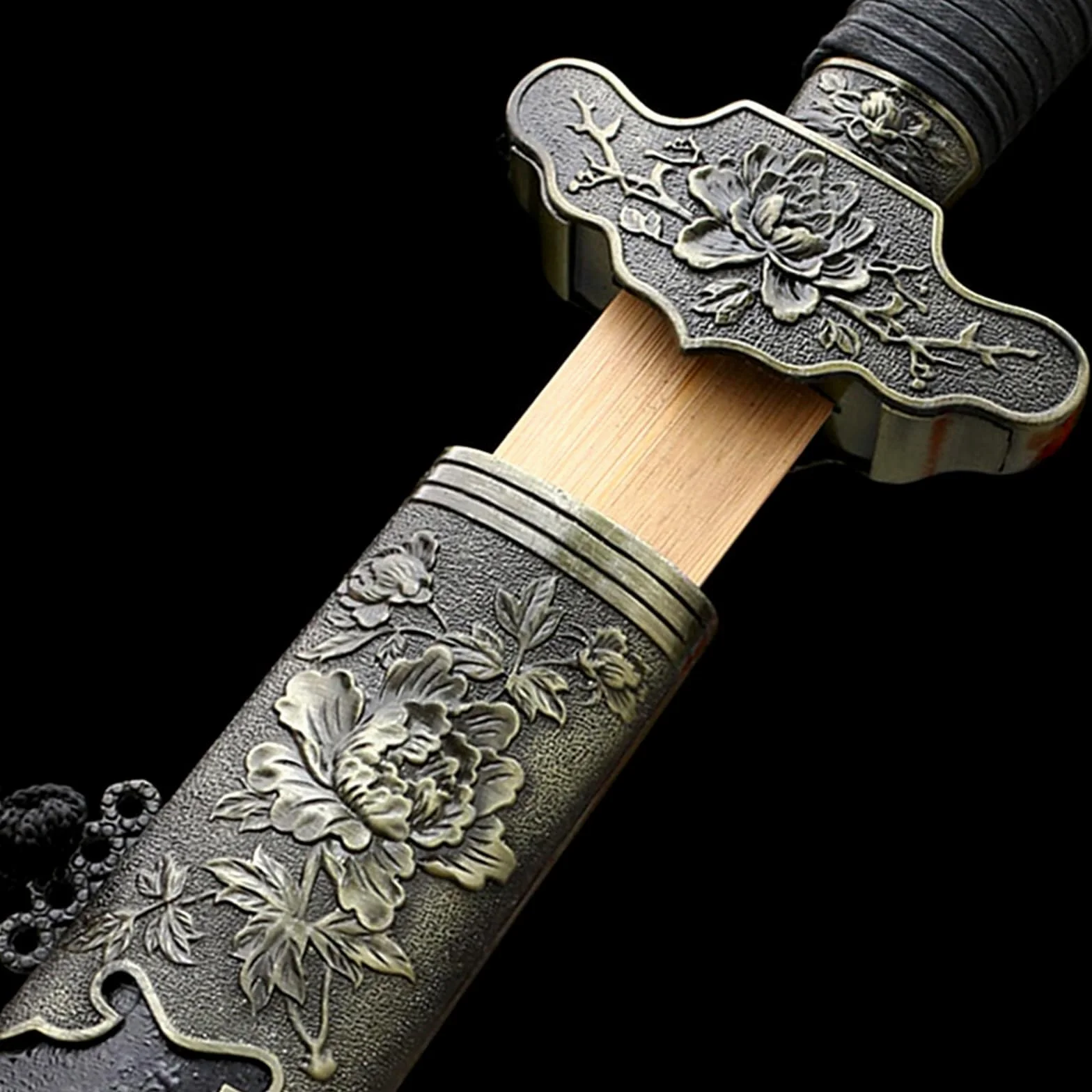 Espadas Chinas de Madera 102cm, Espada de Tai Chi Bambú Natural, Bokken Hecho a Mano para Entrenamiento Artes Marciales