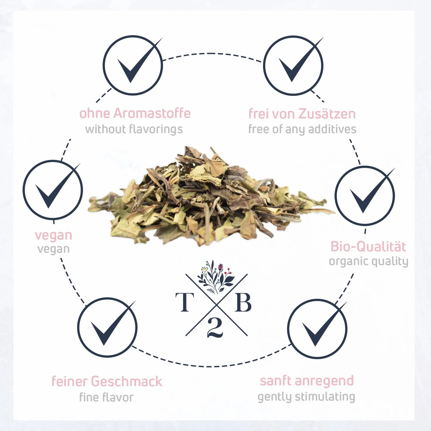 Té Blanco Ecológico - Té Pai Mu Tan. 100 g, hojas enteras - suave, fragante y aromático. (40 tazas) | Tea2Be