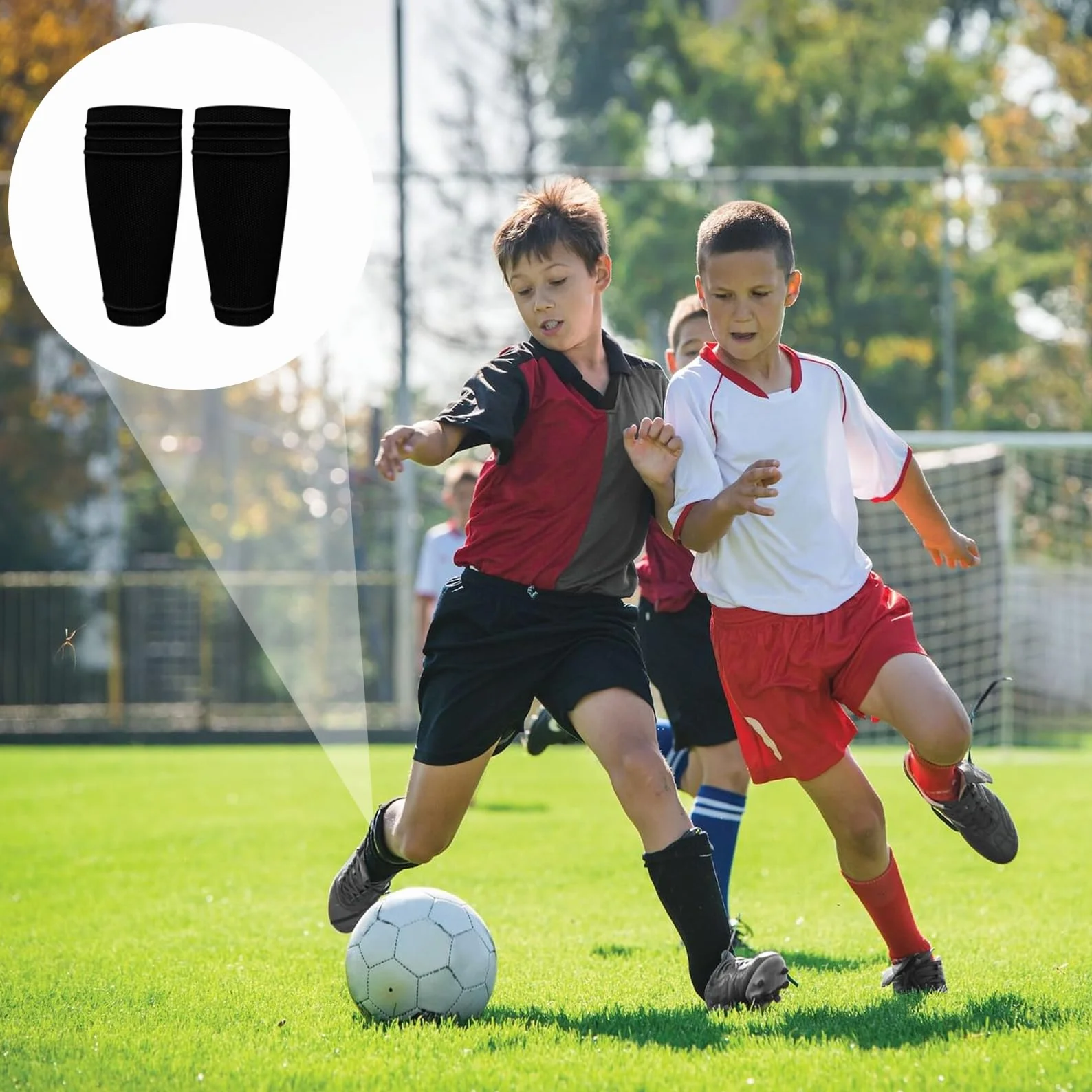 Espinilleras de fútbol con Bolsillo de inserción Transpirables para niños jóvenes Adultos Negro Blanco